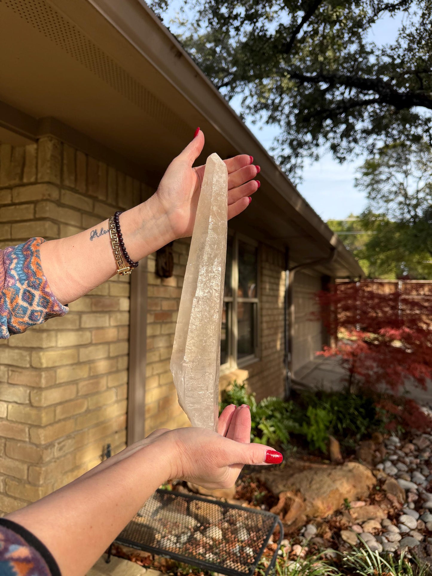 Sugared Laser Singing Lemurian Wand 14.5”, New, gift, altar, high vibration crystals