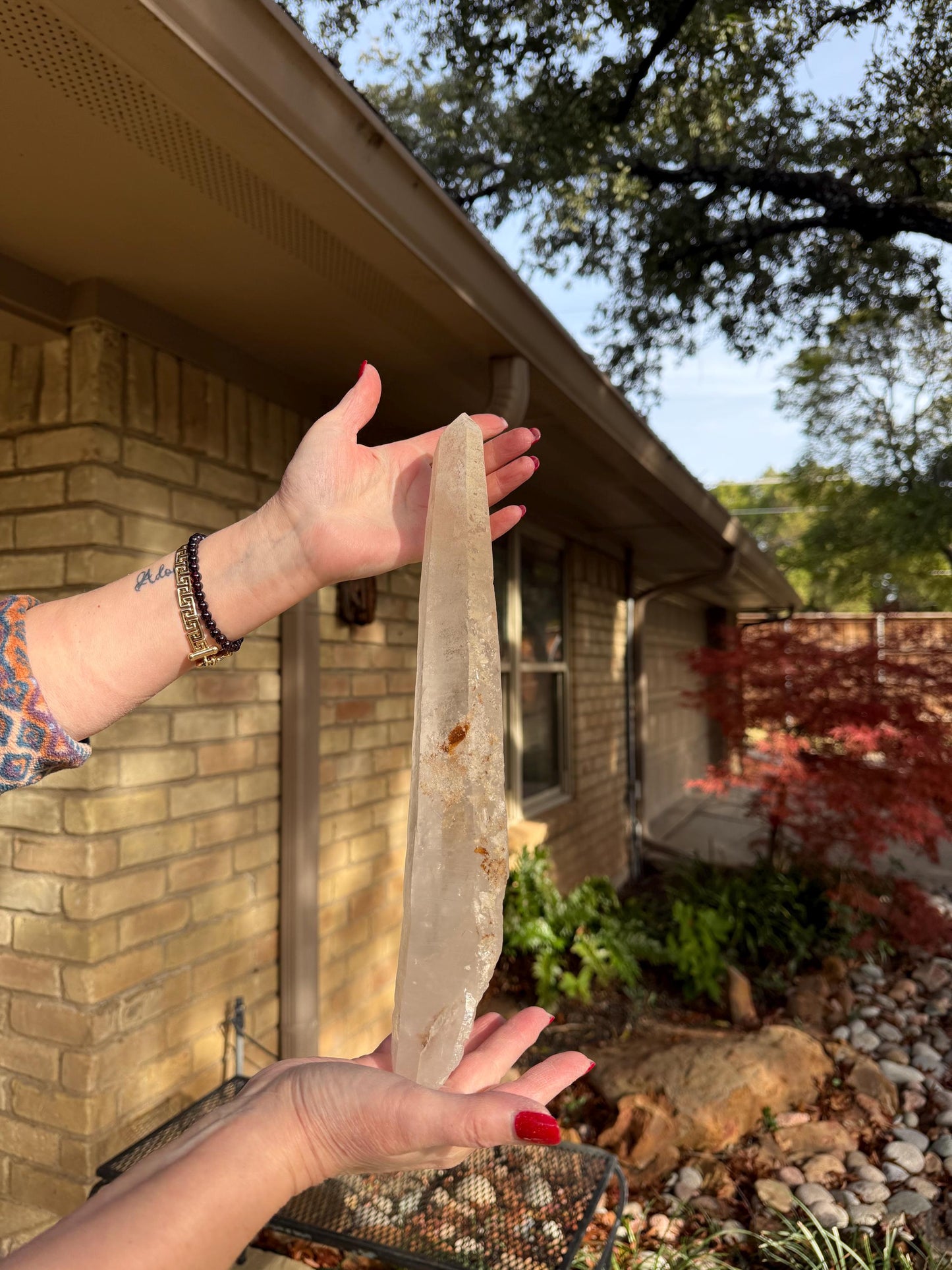 Sugared Laser Singing Lemurian Wand 14.5”, New, gift, altar, high vibration crystals