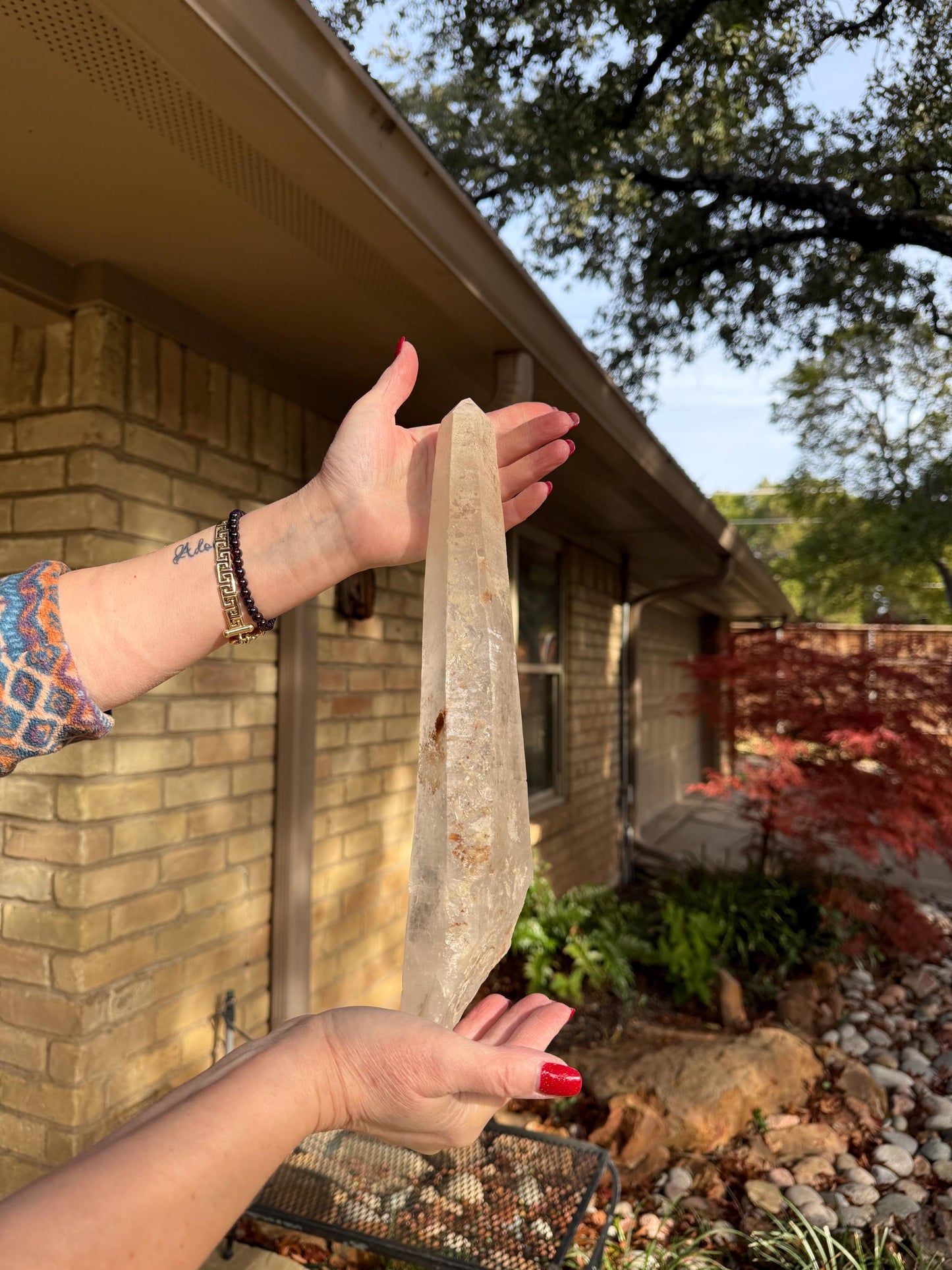 Sugared Laser Singing Lemurian Wand 14.5”, New, gift, altar, high vibration crystals