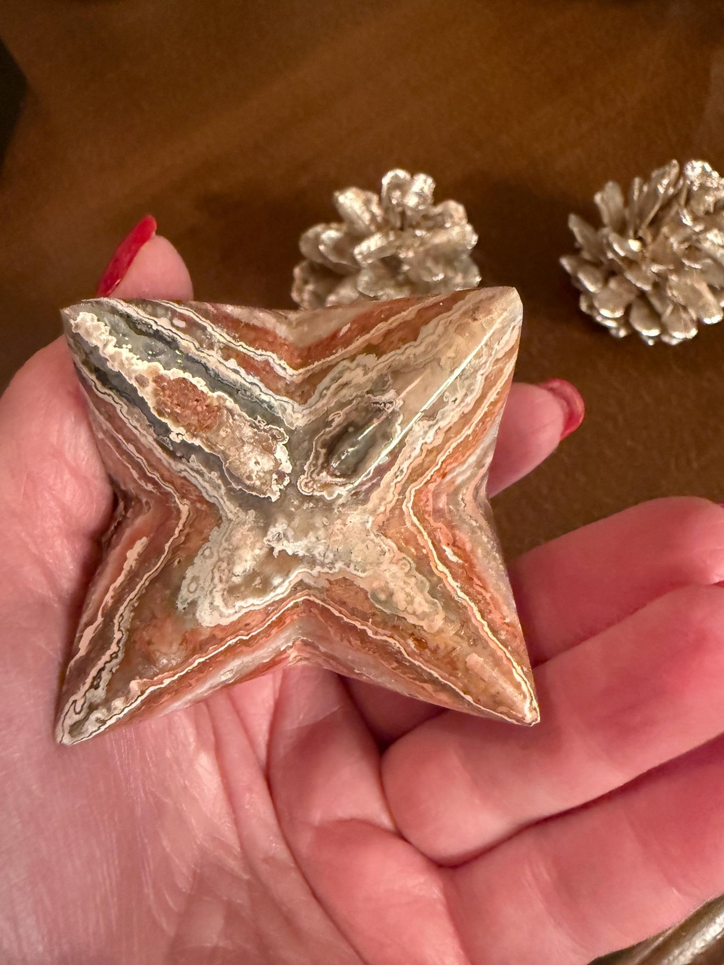 Lace Agate Merkaba, new, high frequency dragon, 3”, gifts, healing sessions