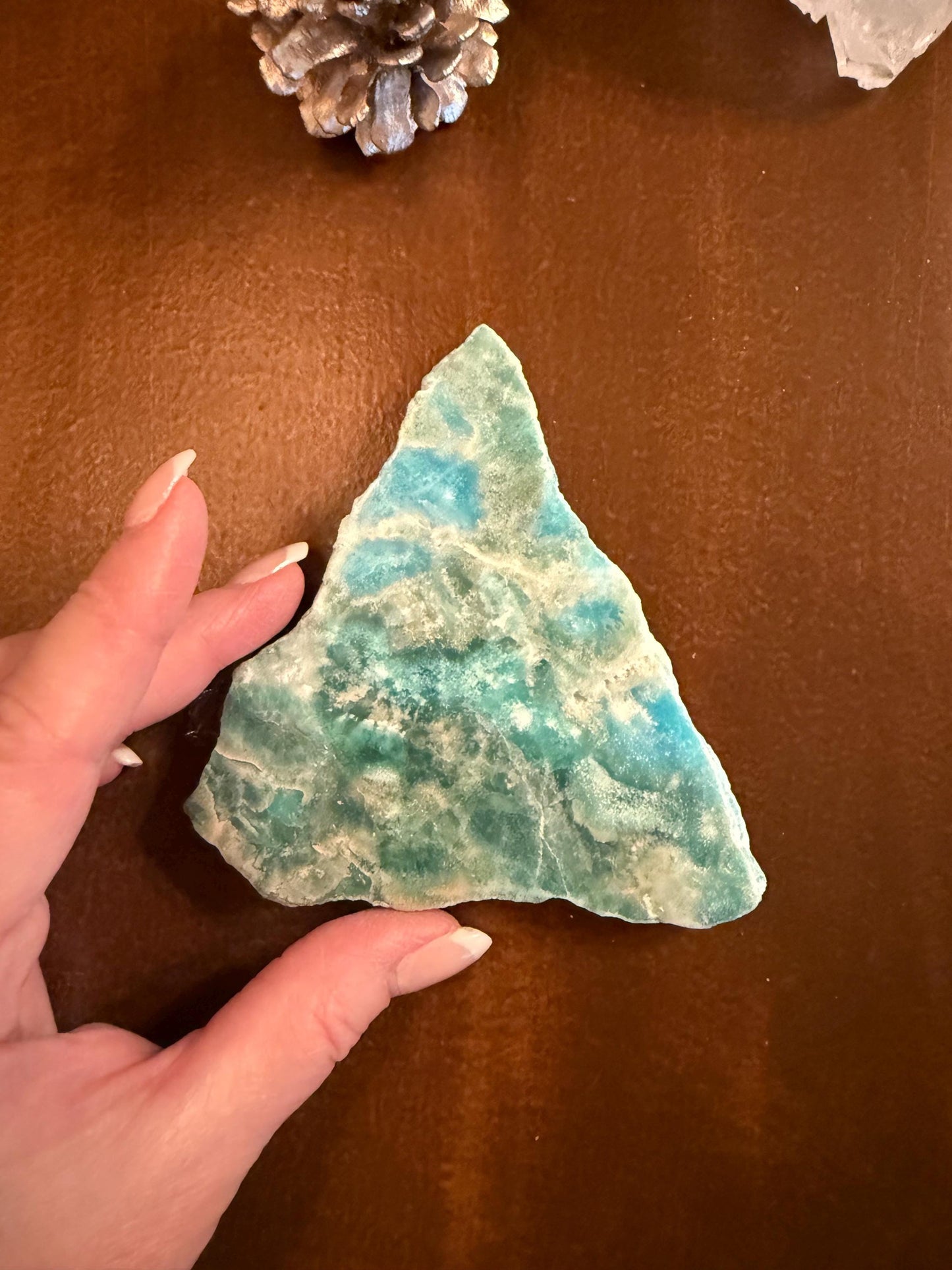 Blue Aragonite slab with druzy, 4.25”, new, natural, high vibration crystals and readings, gifts