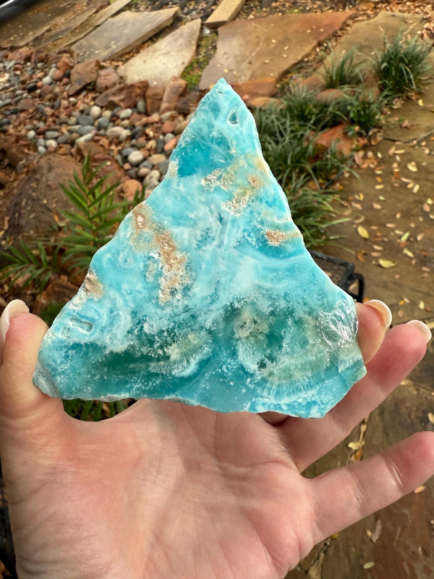 Blue Aragonite slab with druzy, 4.25”, new, natural, high vibration crystals and readings, gifts