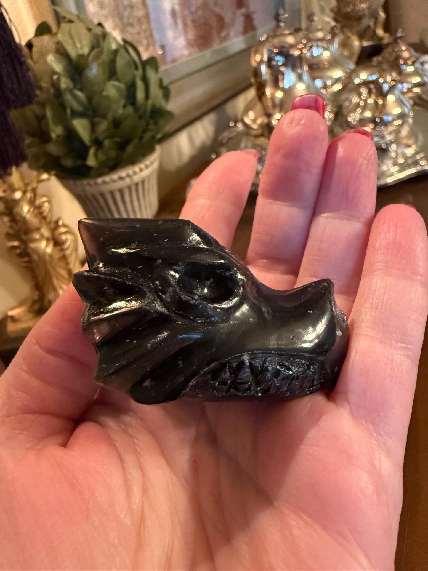 Agni Manitite Tektite Dragon Skull 2”, beautifully carved, crystal healing, premium crystals