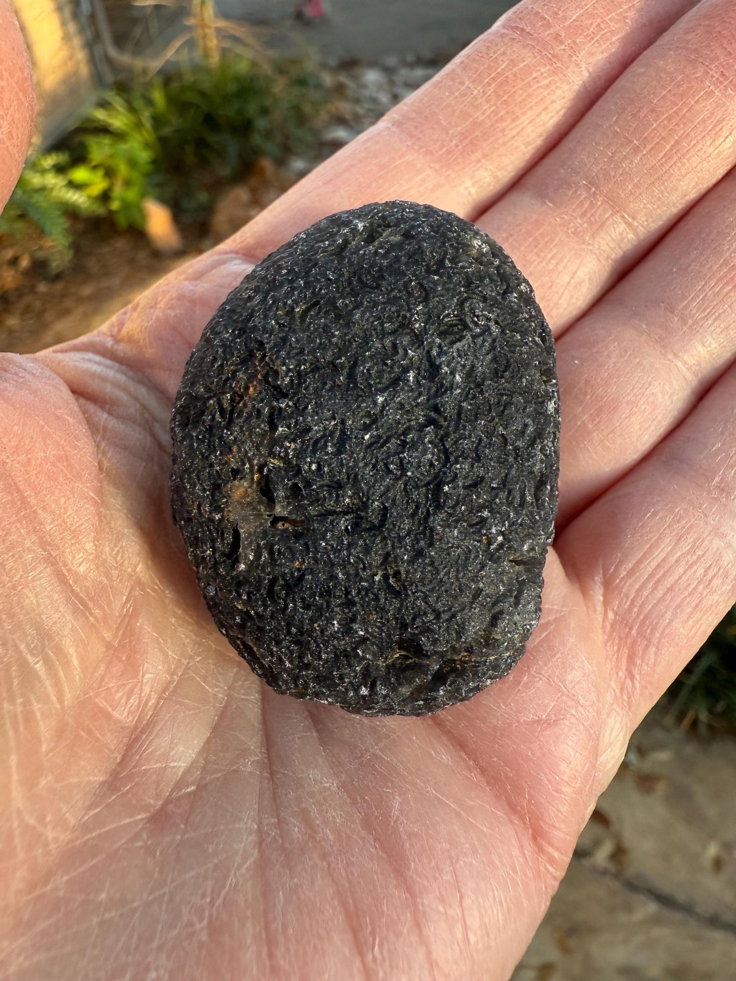 Agni Manitite Tektite Palm Stone, Tumbled, 1.75”, new in shop and hand-collected, high vibration crystals