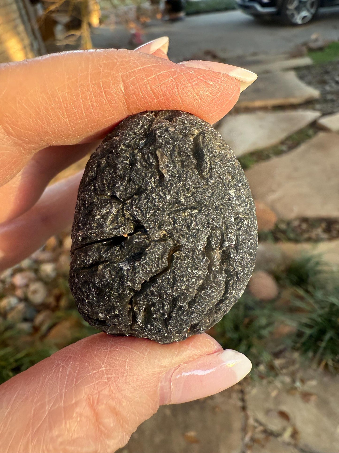 Agni Manitite Tektite Palm Stone, Tumbled, 1.75”, new in shop and hand-collected, high vibration crystals