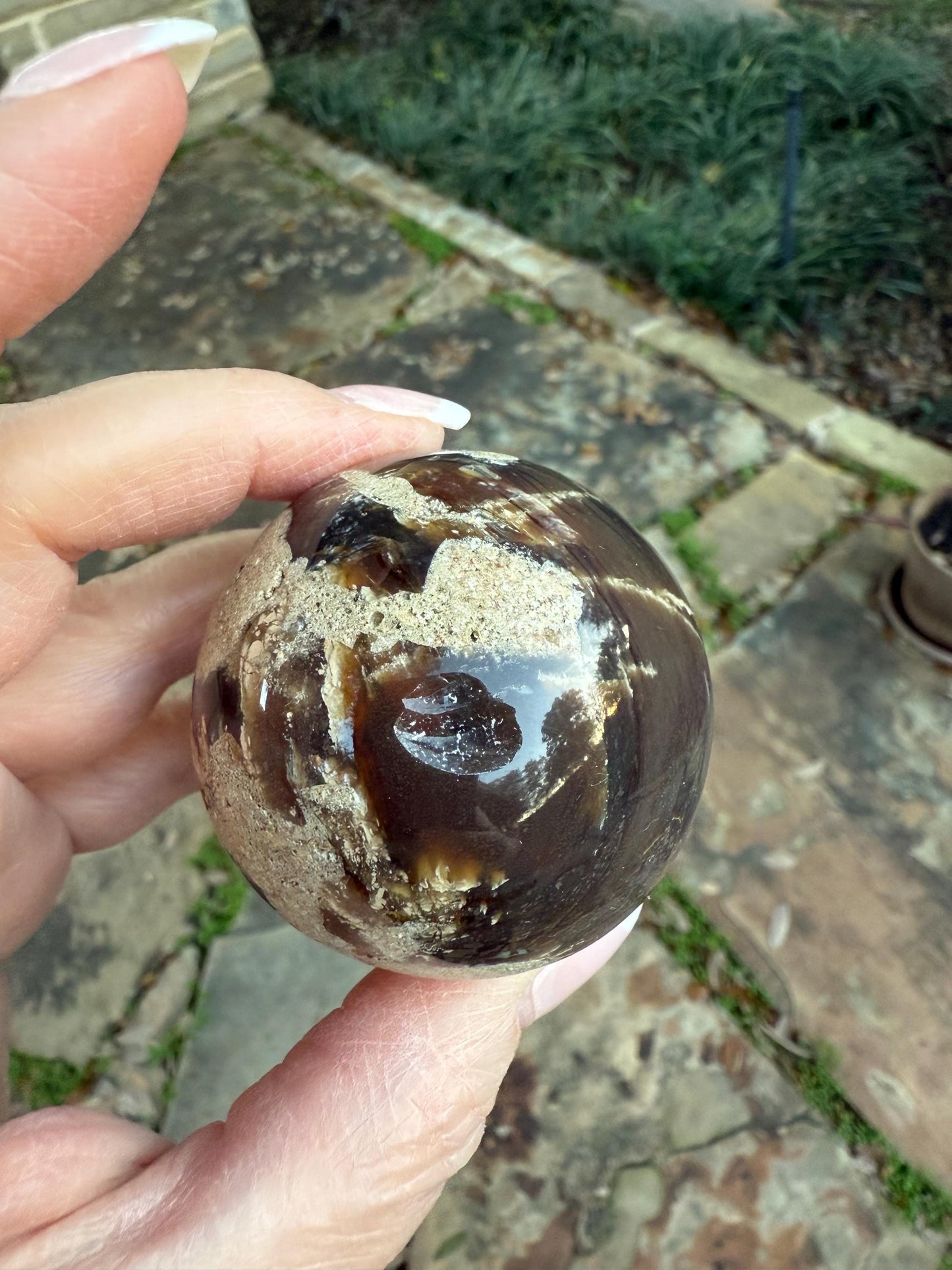 Imperfect Amber sphere, new, crystal healing, high vibration sessions, gifts, 6.5” around, authentic