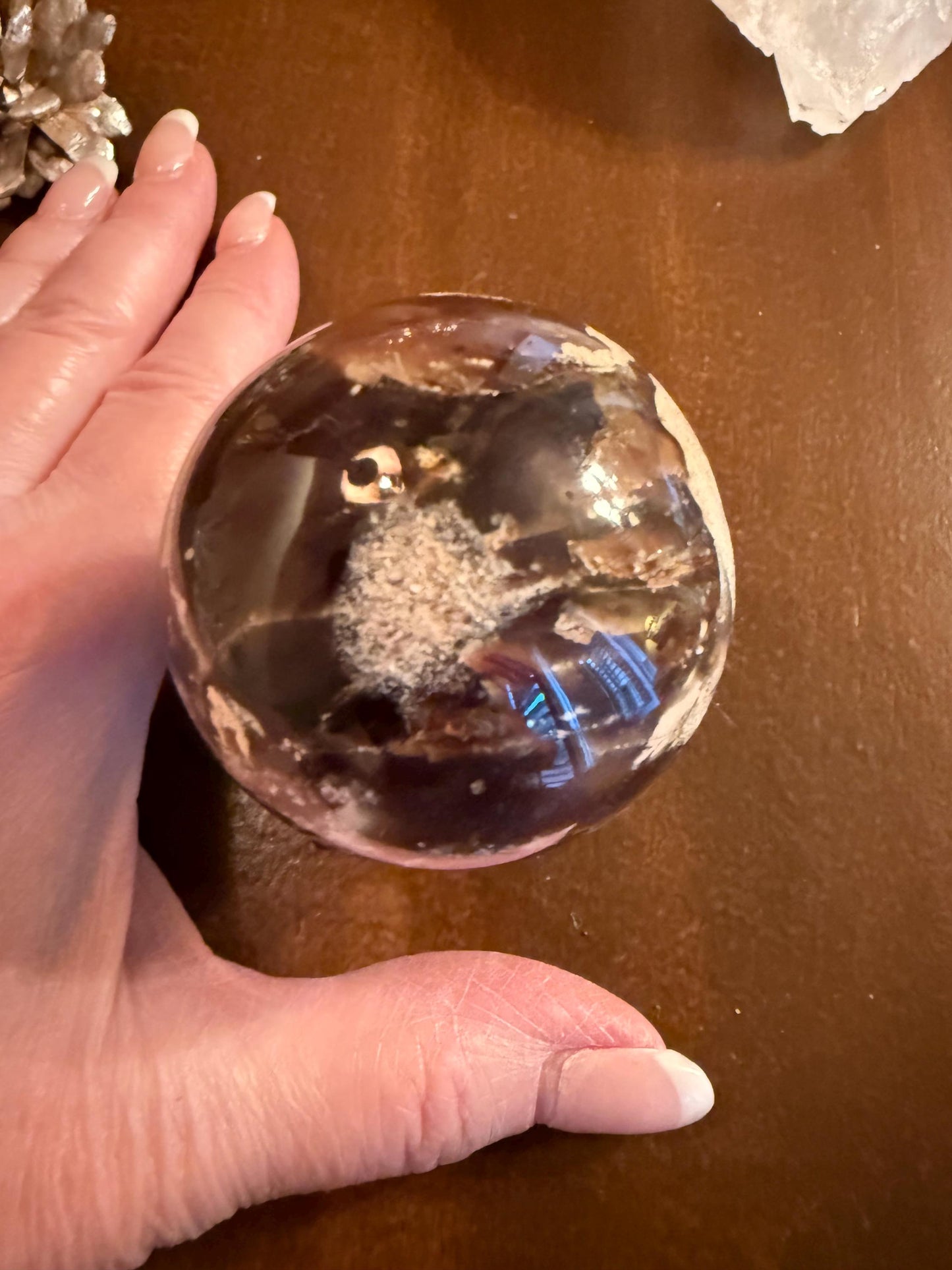 Imperfect Amber sphere, new, crystal healing, high vibration sessions, gifts, 6.5” around, authentic