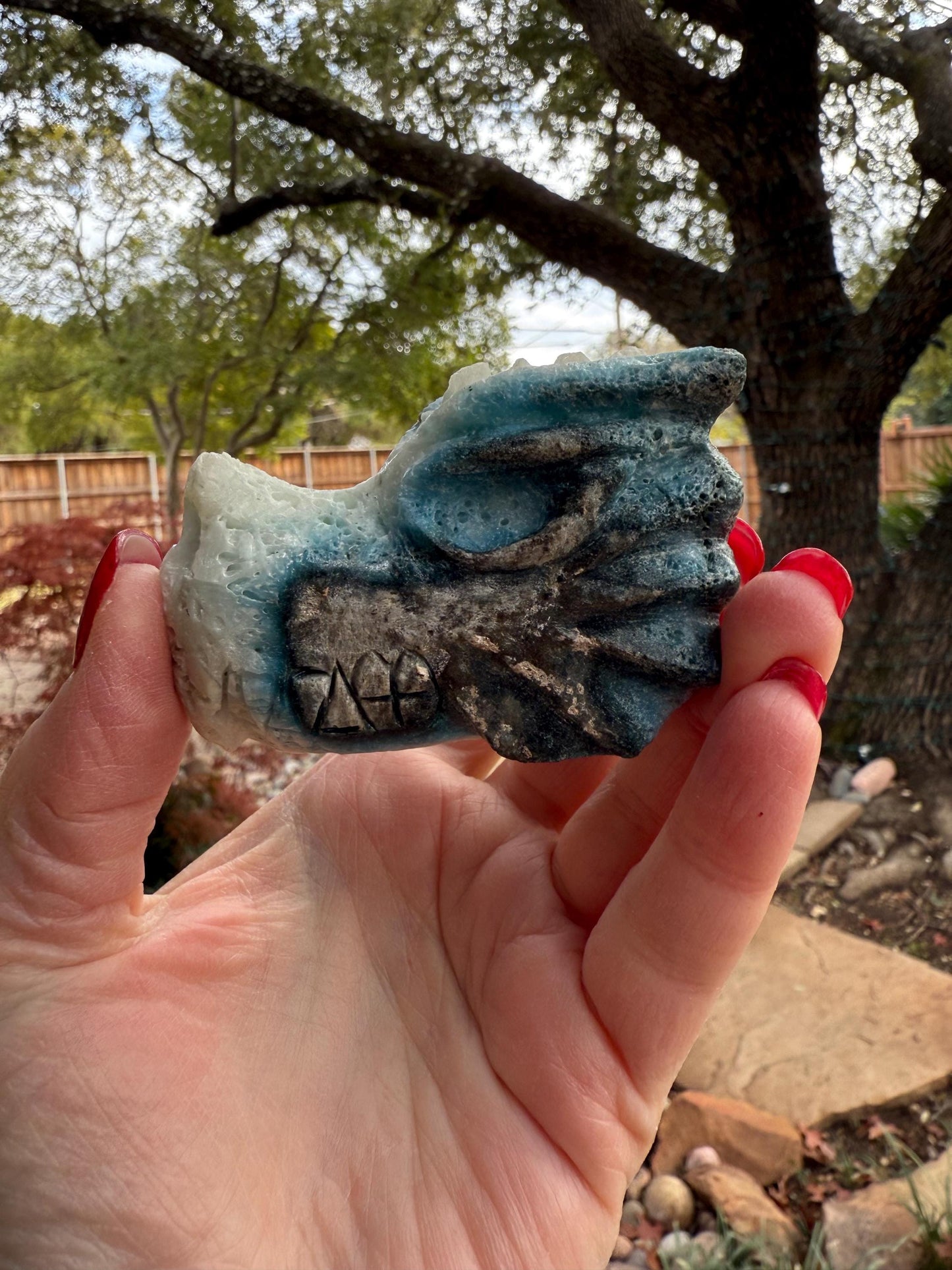 Nakauriite Blue Ice Glacierite Dragon, 2.75”, new, gift, altar, crystals, high vibration crystals, statement piece, rare