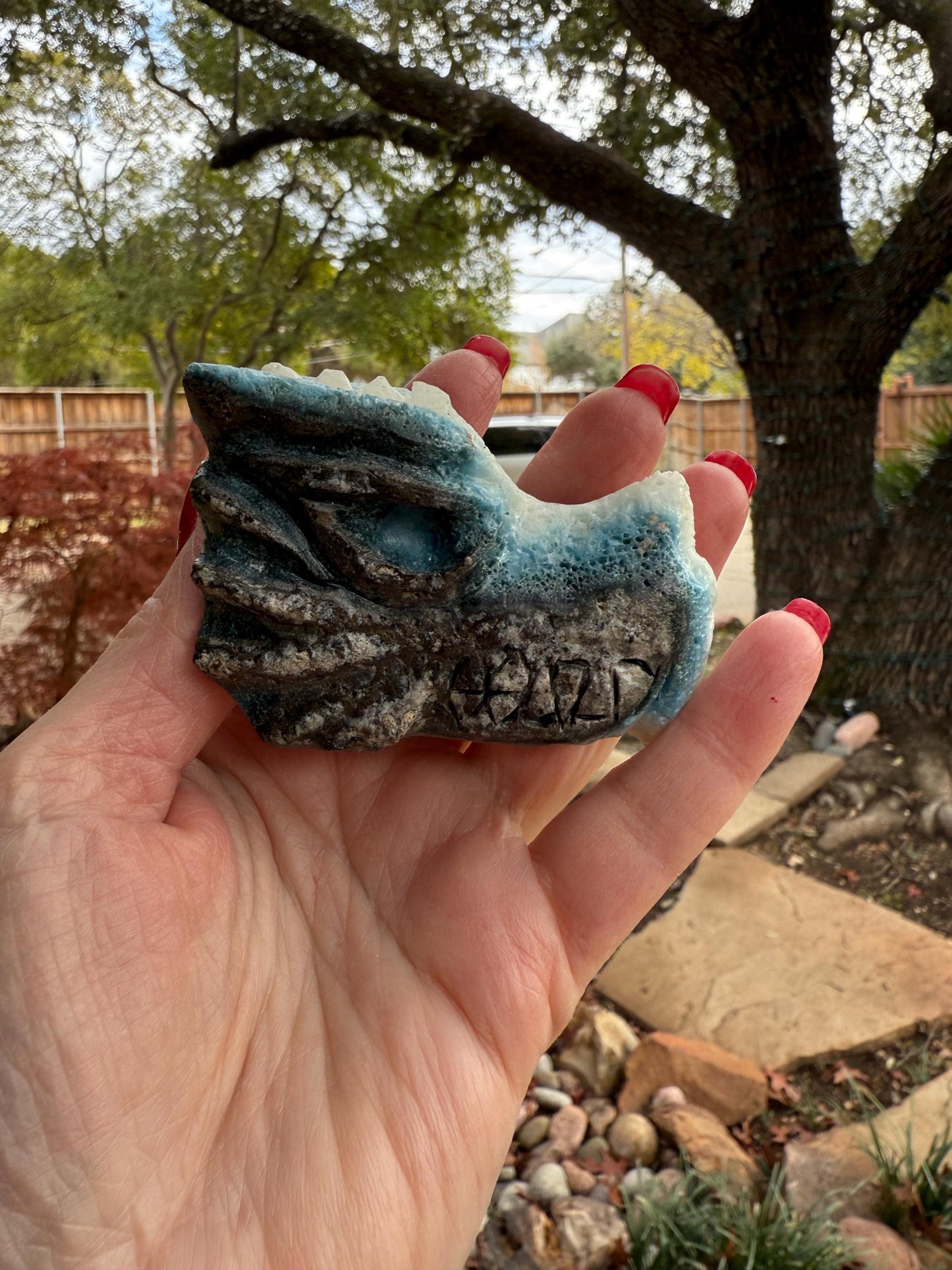 Nakauriite Blue Ice Glacierite Dragon, 2.75”, new, gift, altar, crystals, high vibration crystals, statement piece, rare