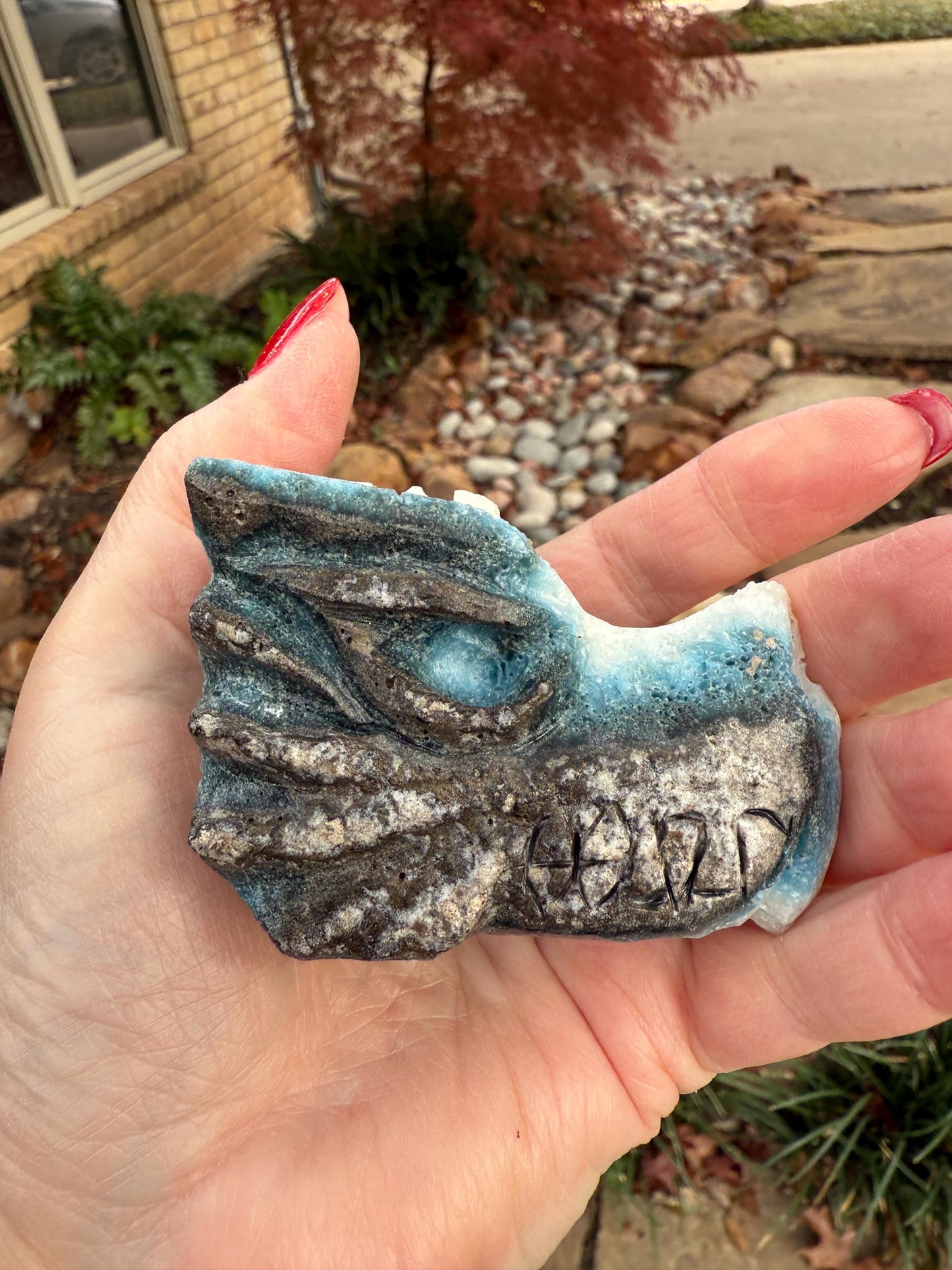 Nakauriite Blue Ice Glacierite Dragon, 2.75”, new, gift, altar, crystals, high vibration crystals, statement piece, rare