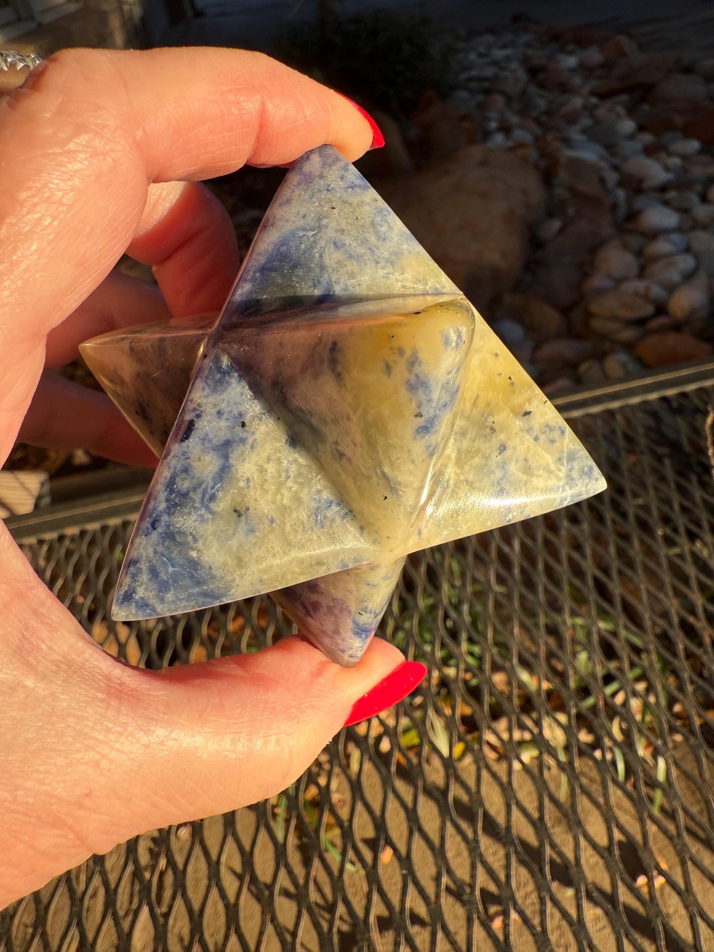 Sodalite Merkaba Star, new, authentic, high vibration crystals, altar, crystal magick, crystal healing