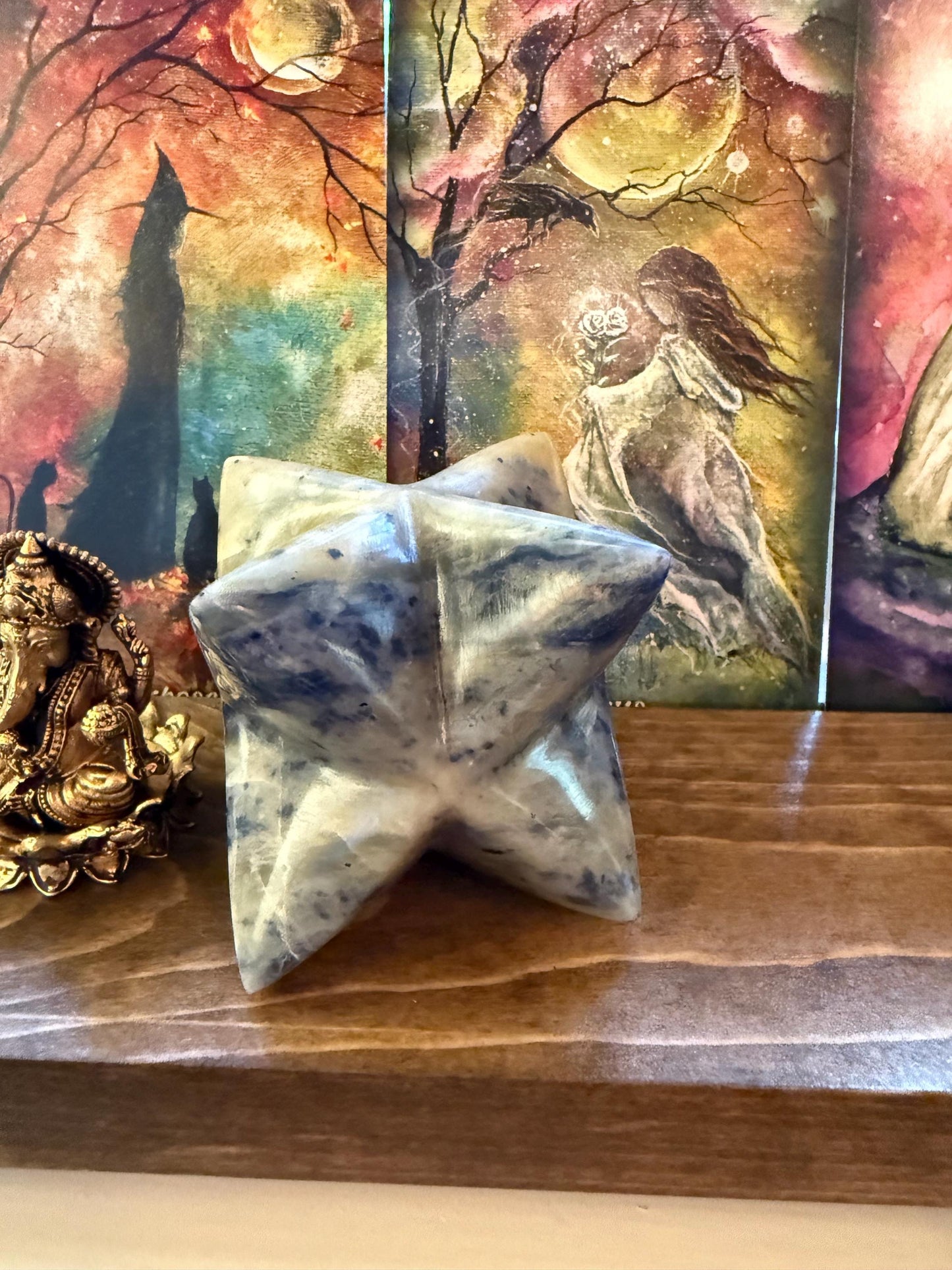 Sodalite Merkaba Star, new, authentic, high vibration crystals, altar, crystal magick, crystal healing