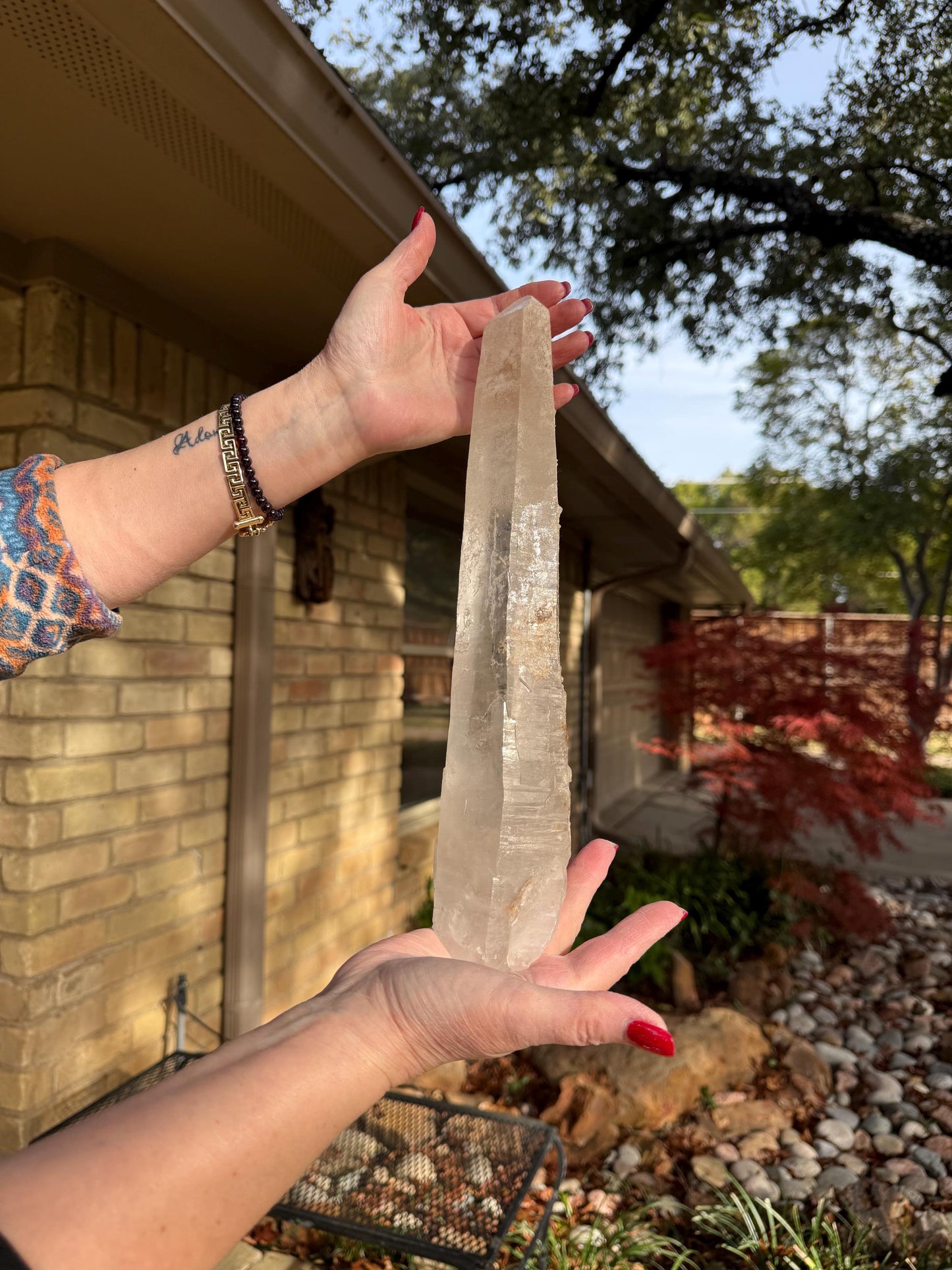 Sugared Laser Singing Lemurian Wand 14.5”, New, gift, altar, high vibration crystals