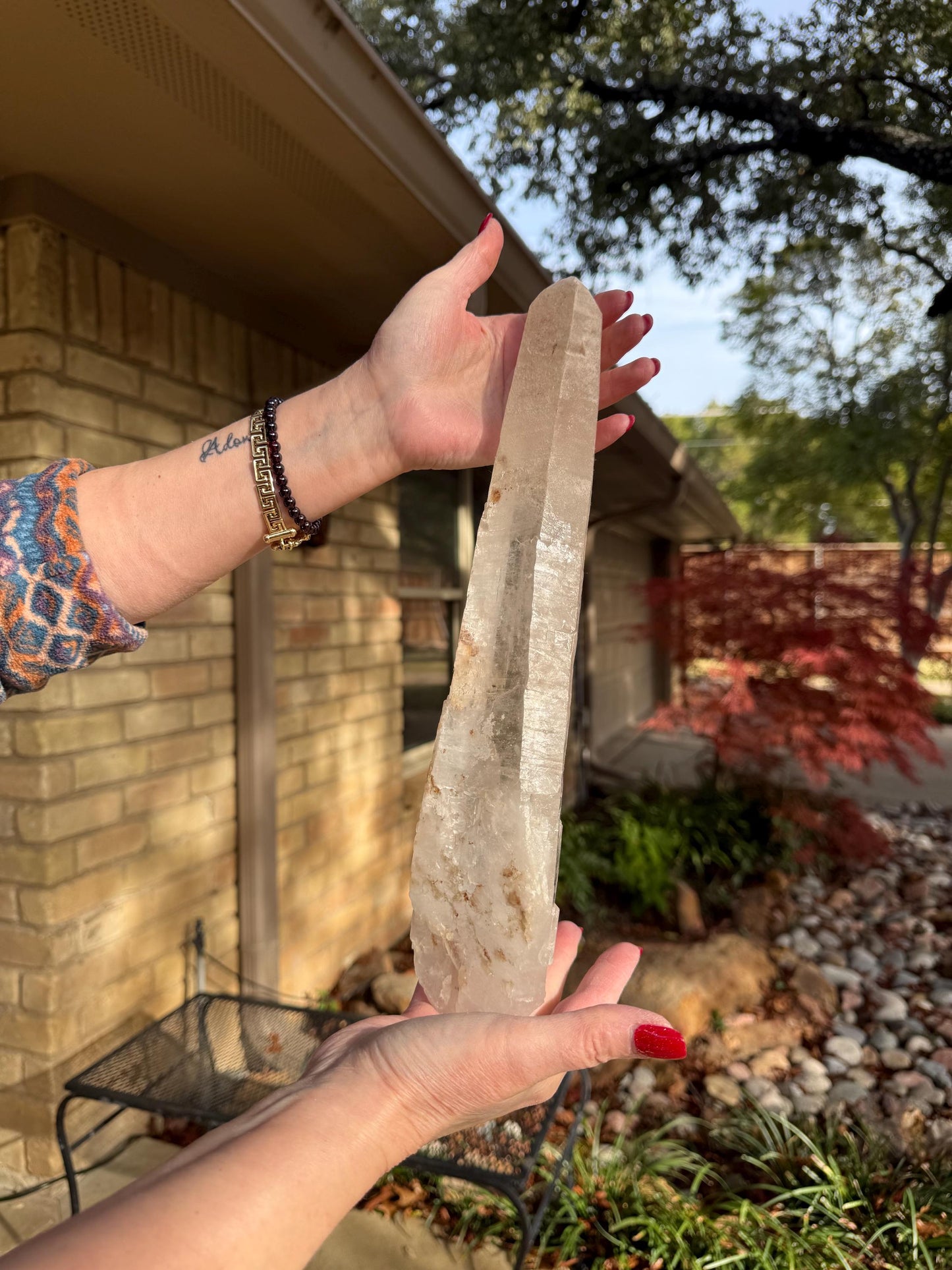 Sugared Laser Singing Lemurian Wand 14.5”, New, gift, altar, high vibration crystals