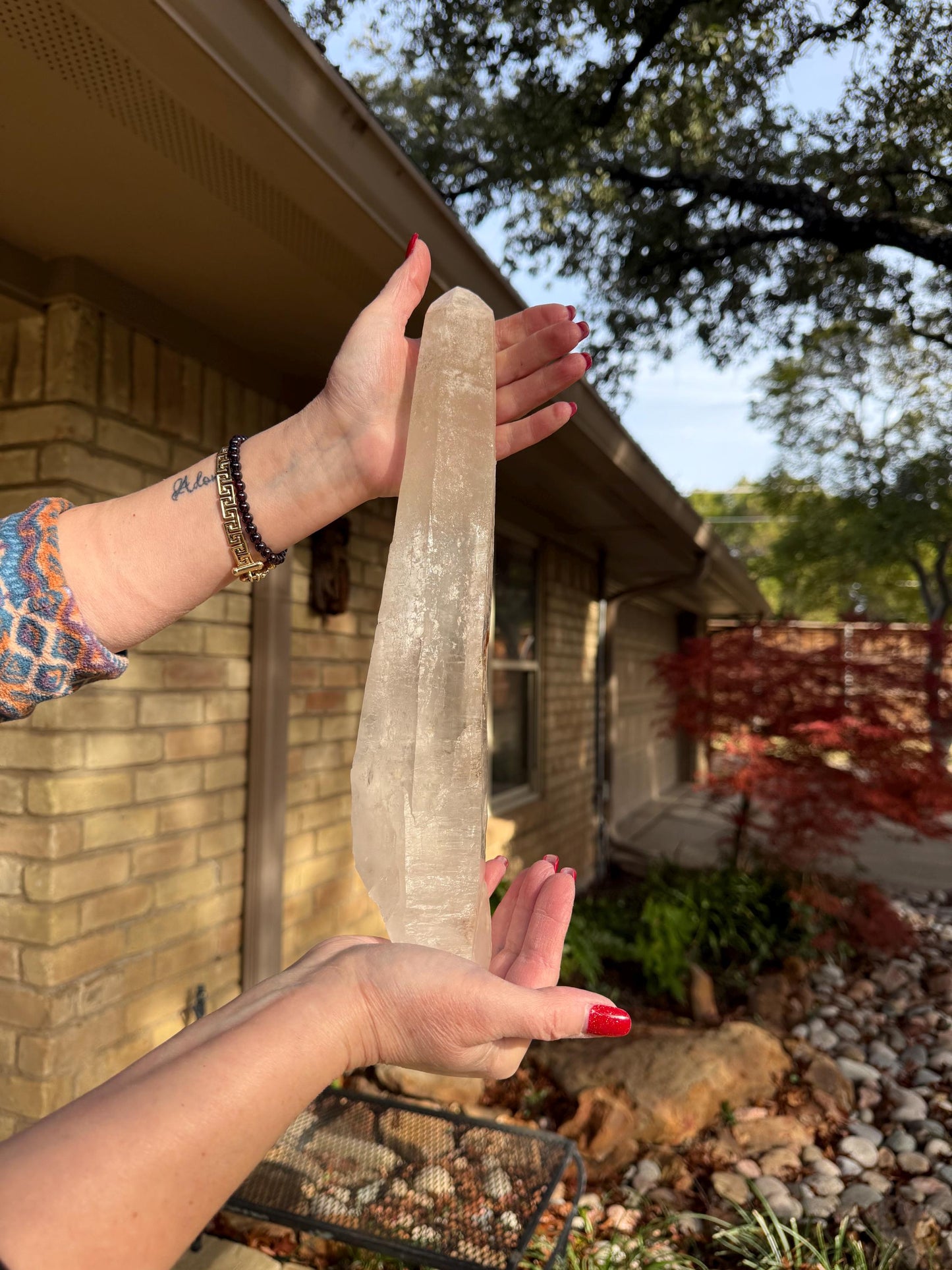 Sugared Laser Singing Lemurian Wand 14.5”, New, gift, altar, high vibration crystals