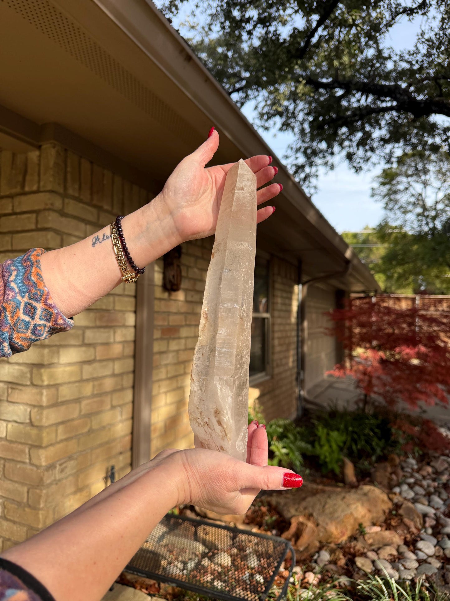 Sugared Laser Singing Lemurian Wand 14.5”, New, gift, altar, high vibration crystals