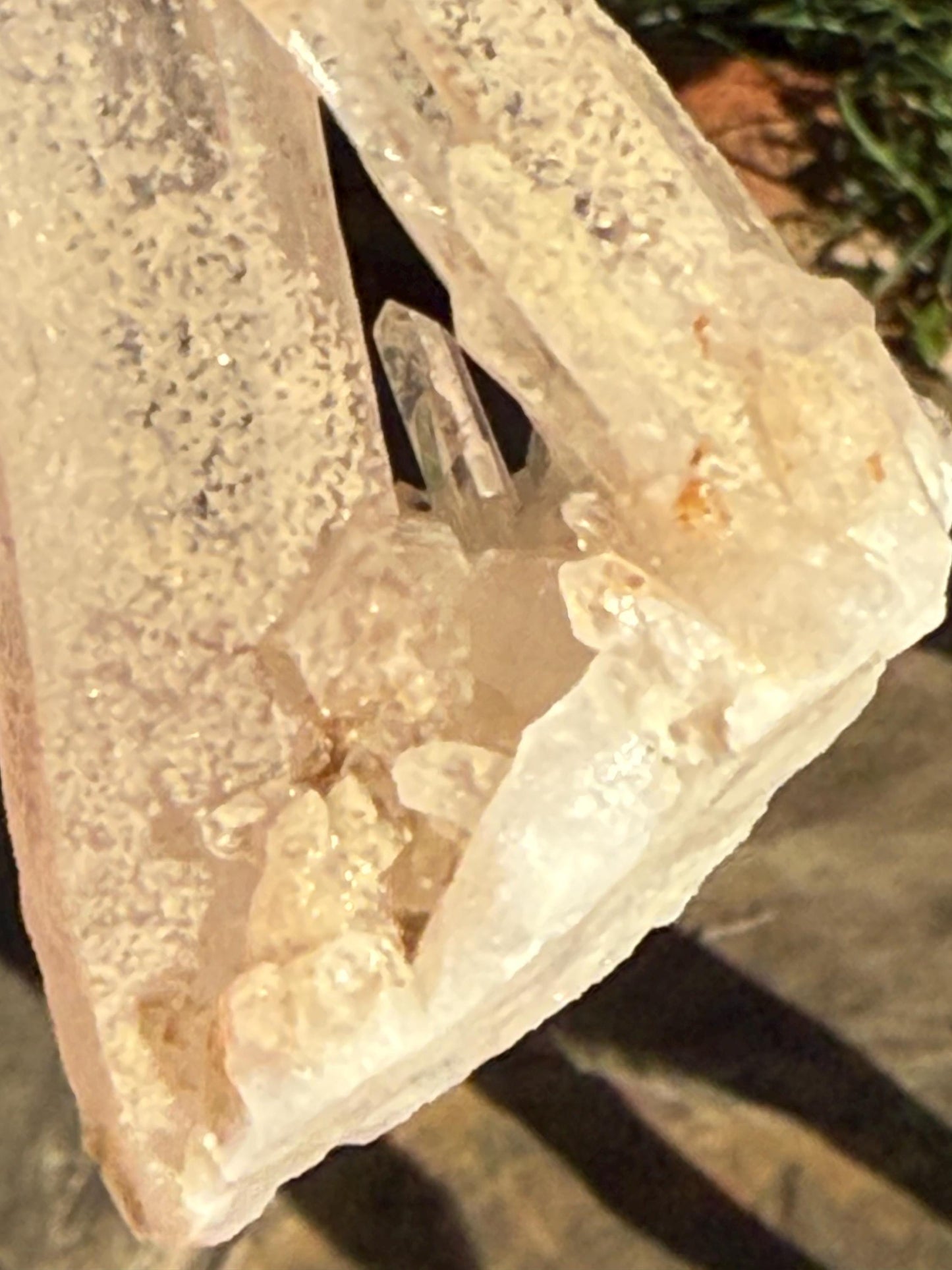 Laser Sugared Lemurian Wand 5”, crown bottom, New, gift, altar, high vibration crystals