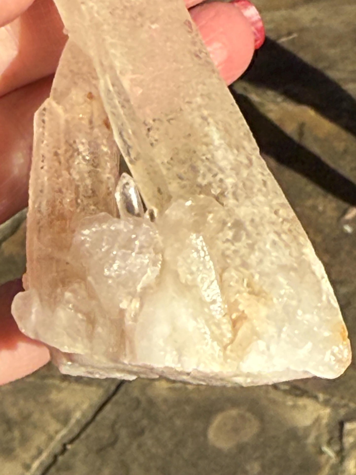 Laser Sugared Lemurian Wand 5”, crown bottom, New, gift, altar, high vibration crystals