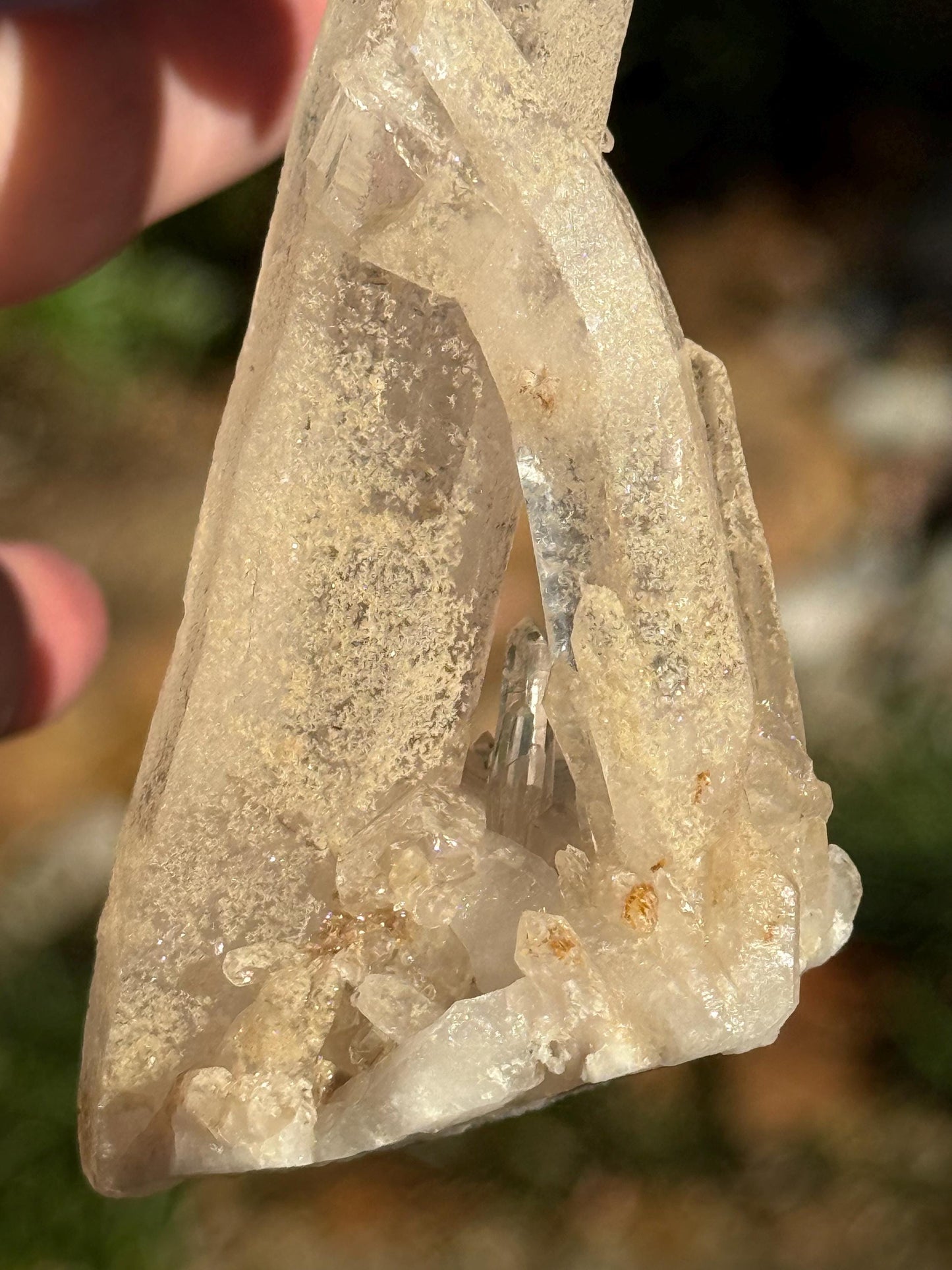 Laser Sugared Lemurian Wand 5”, crown bottom, New, gift, altar, high vibration crystals