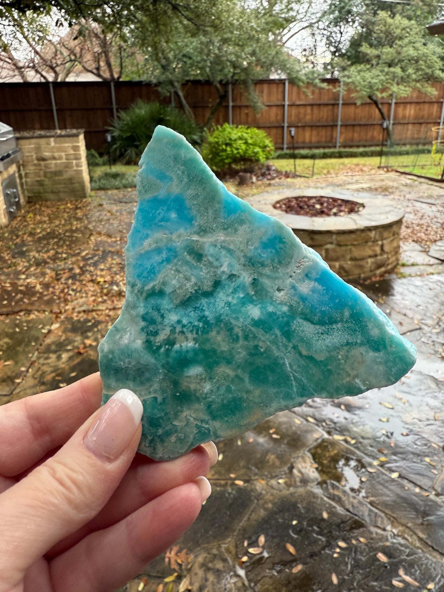 Blue Aragonite slab with druzy, 4.25”, new, natural, high vibration crystals and readings, gifts