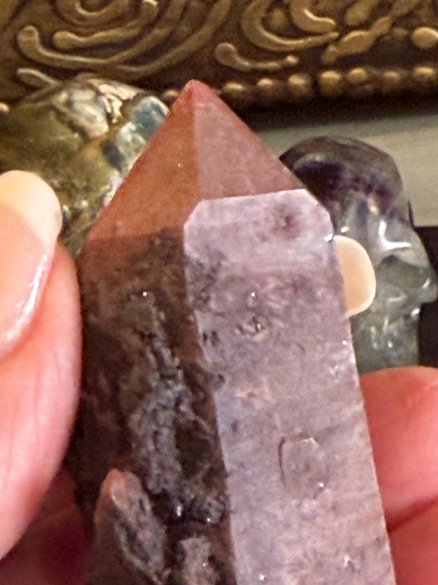 Purple Dragon Lemurian Wand, new, high quality, striations, crystal healing, 2.6”, hematite, premium