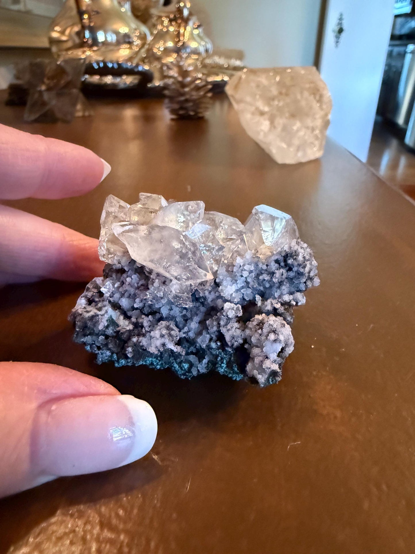 Sparkly Apophyllite Fairy Rosette Bed with points like diamonds, new, high vibration crystals, gifts, altar, 2”