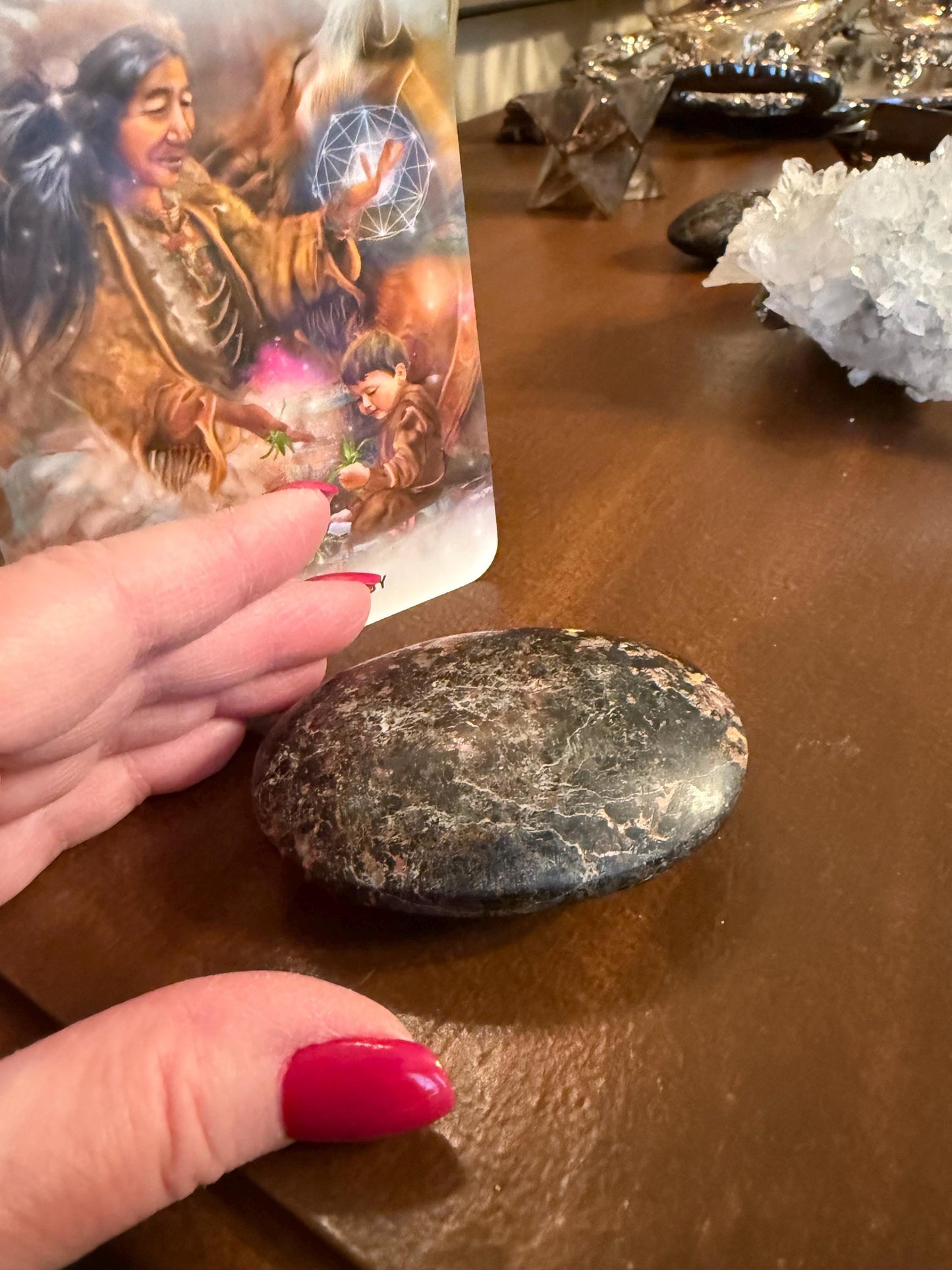 Black Tourmaline palm stone, 2.9x2”, gifts, high vibration crystals, healing crystal