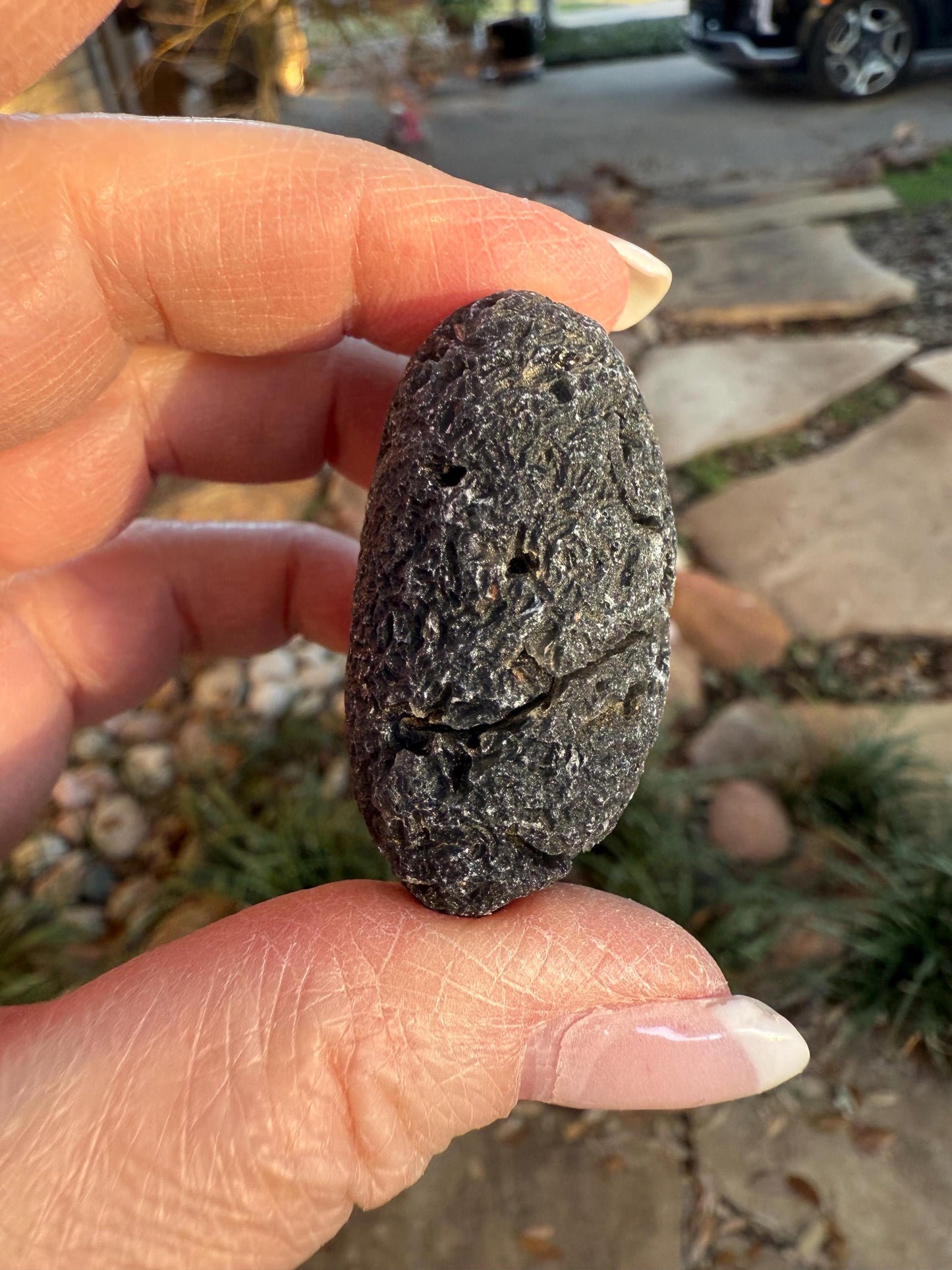 Agni Manitite Tektite Palm Stone, Tumbled, 1.75”, new in shop and hand-collected, high vibration crystals
