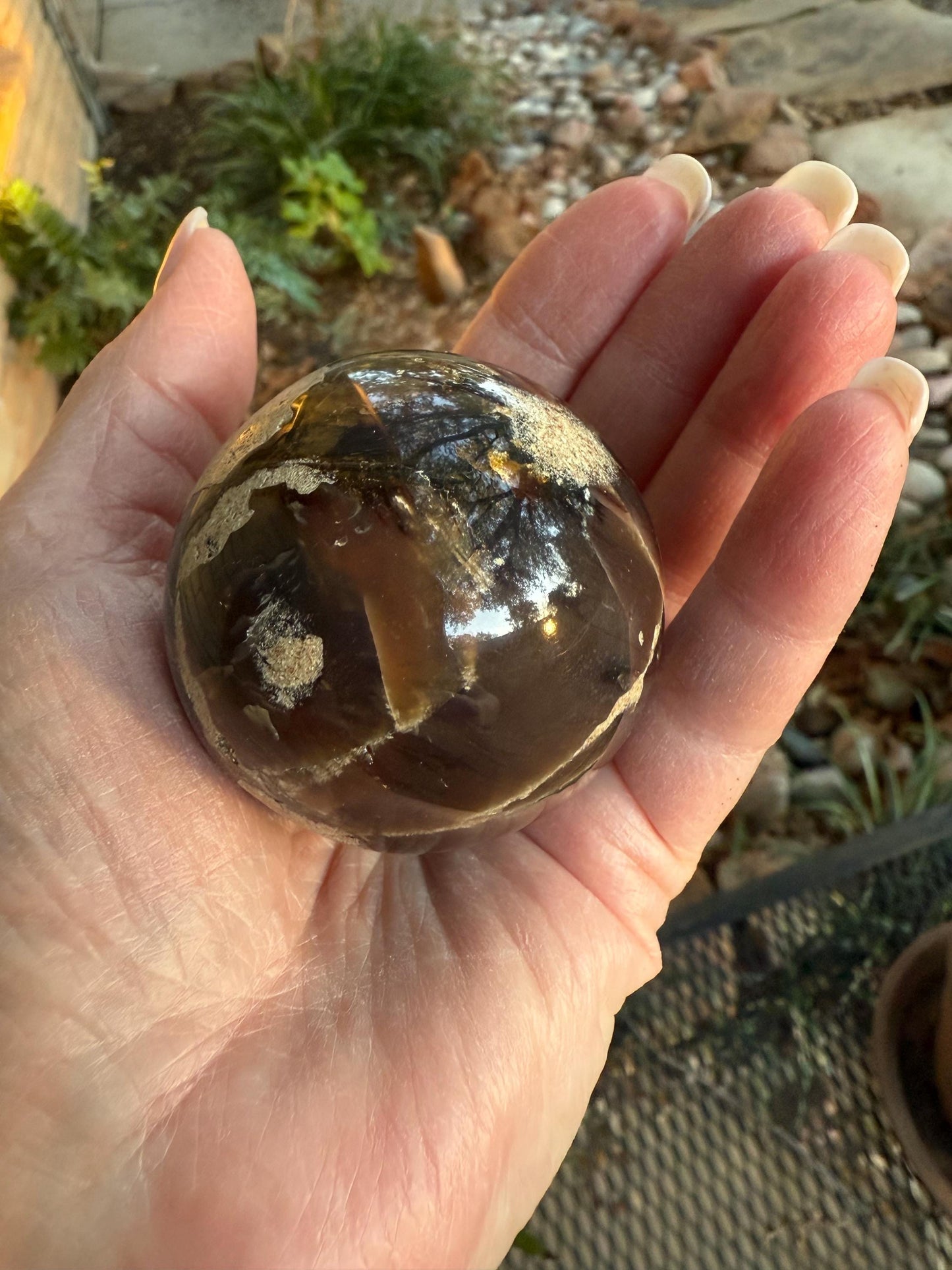 Imperfect Amber sphere, new, crystal healing, high vibration sessions, gifts, 6.5” around, authentic