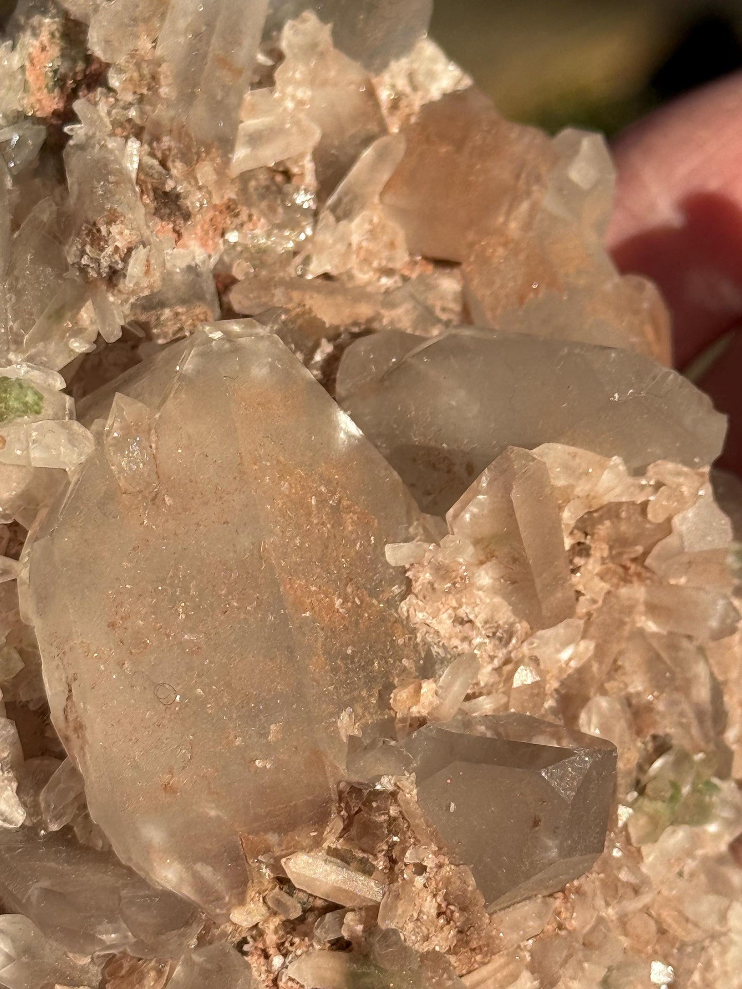 Stunning Strawberry Pink Mint Twin Lemurian Fairy Cluster Bed, new, high quality, striations, crystal healing, 4”, hematite, premium