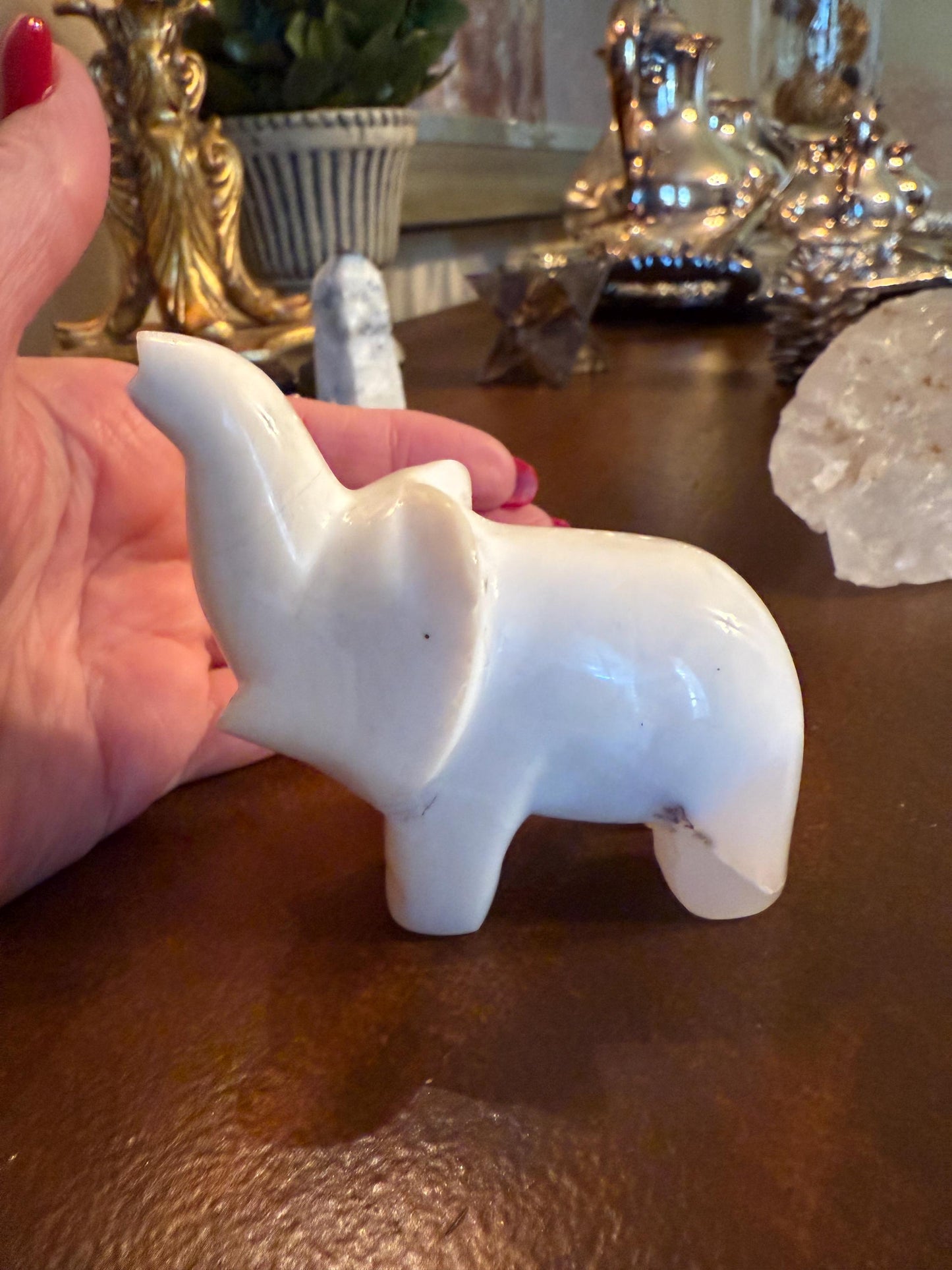 Merlinite Dendritic Agate Elephant, New, Crystal Healing, Tarot, High Vibration Crystals, 3.25”