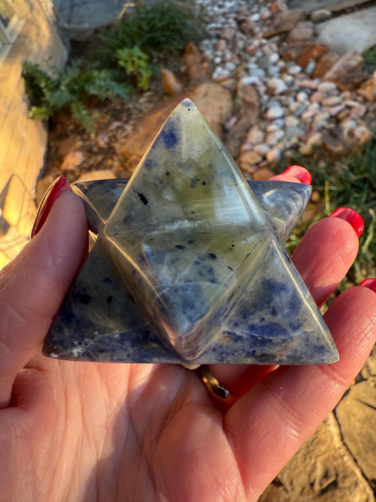 Sodalite Merkaba Star, new, authentic, high vibration crystals, altar, crystal magick, crystal healing