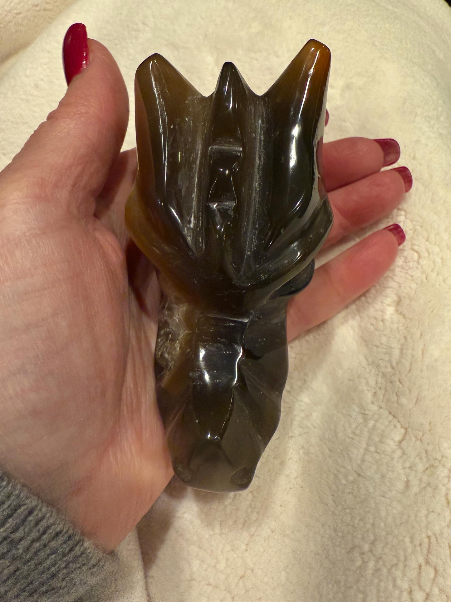 Carnelian Druzy Dragon Skull, 3.5”, new, altar, gifts, crystal healing, high vibration crystals