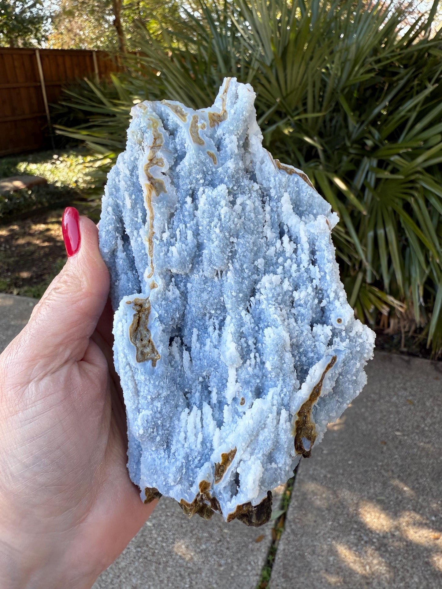 Blue Chalcedony Apophyllite with sparkle, celadonite, new, 5.5”, high vibration crystals, gifts, altar