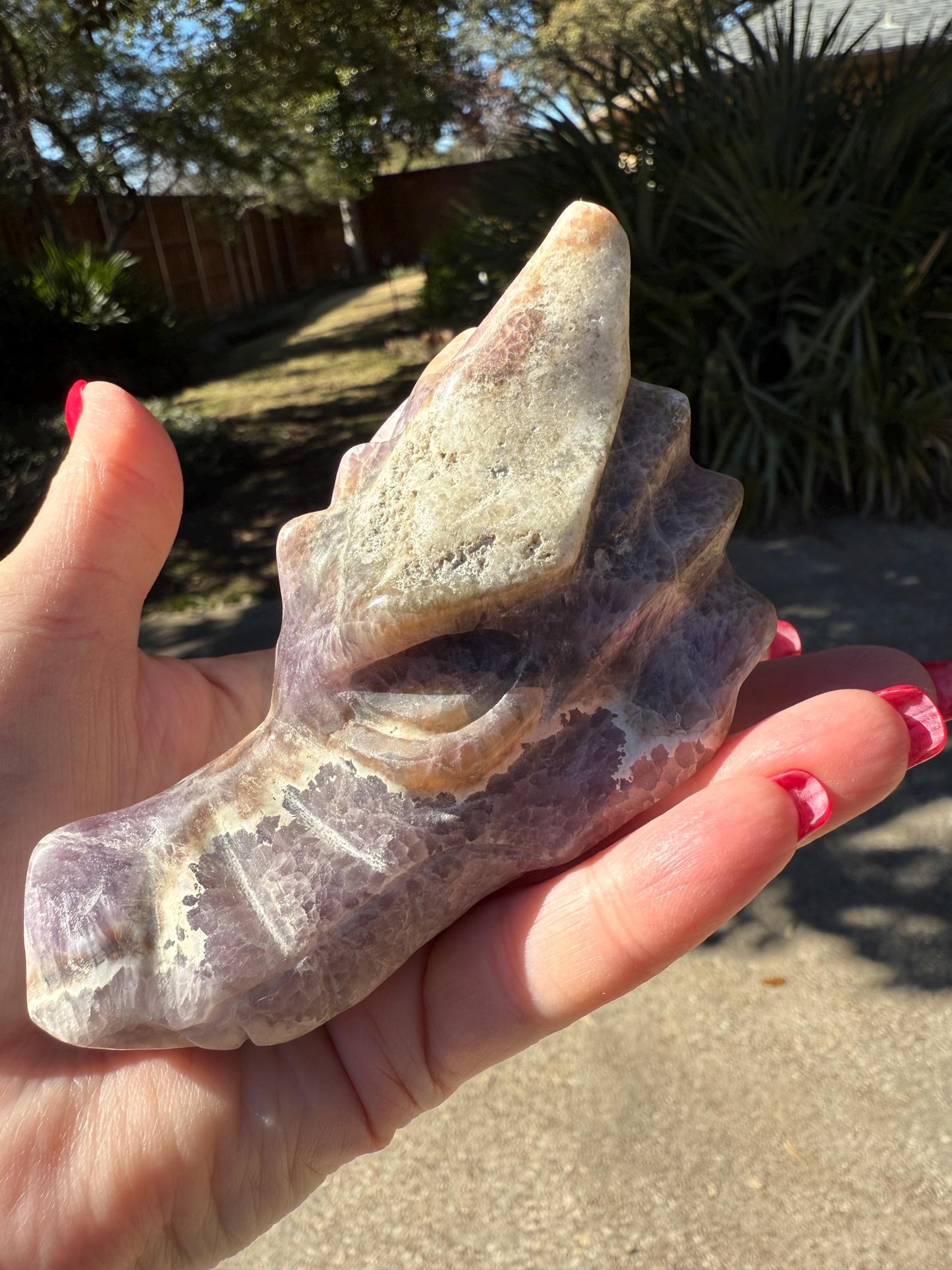Amethyst Dragon, New palm stone dragon, 4”, crystal healing, gifts, altar, high vibration crystals