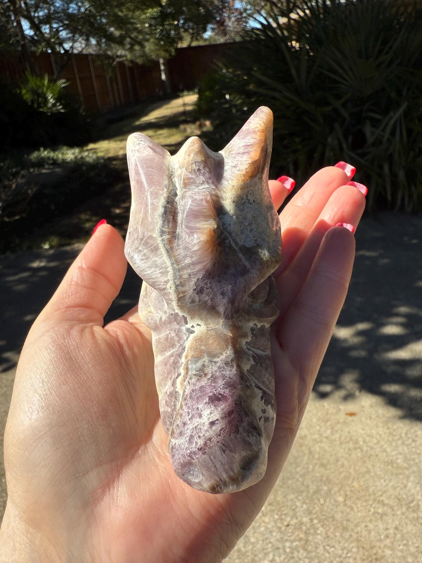Amethyst Dragon, New palm stone dragon, 4”, crystal healing, gifts, altar, high vibration crystals