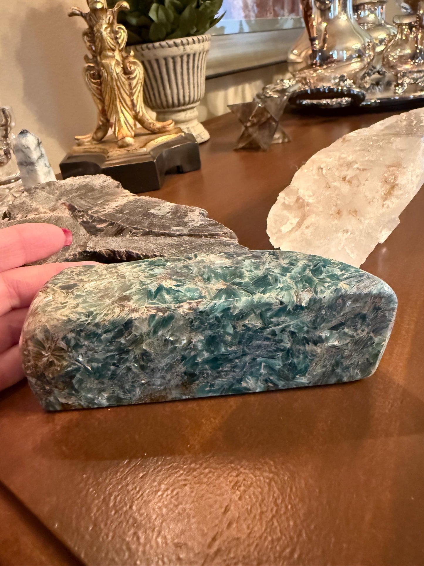 Mermaid Kyanite Stone standing Freeform, rare, premium, crystal healing, high vibration crystals, 5”