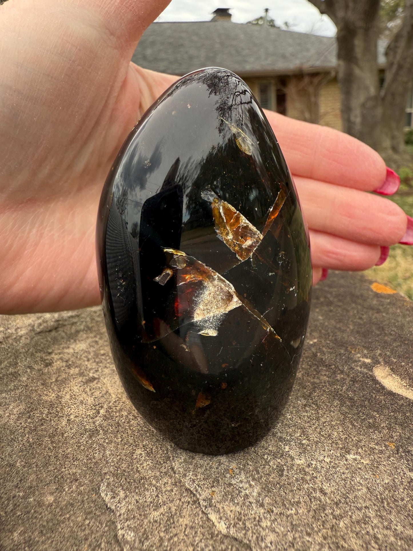 Polished authentic amber tower, New, altar, gift, high vibration crystals, natural, crystal healing, 3”