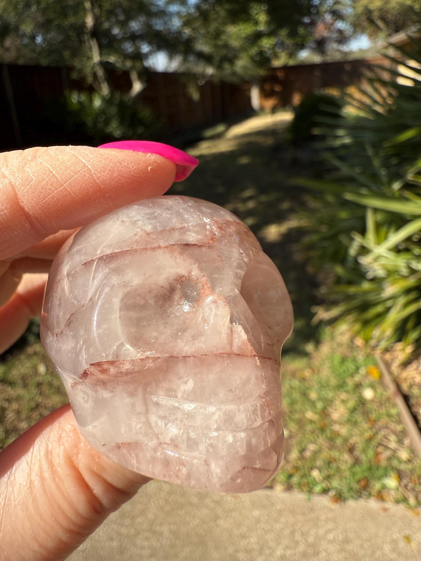 Fire Quartz Skull, New, 1.8”, gift, high vibration crystals, crystal healing