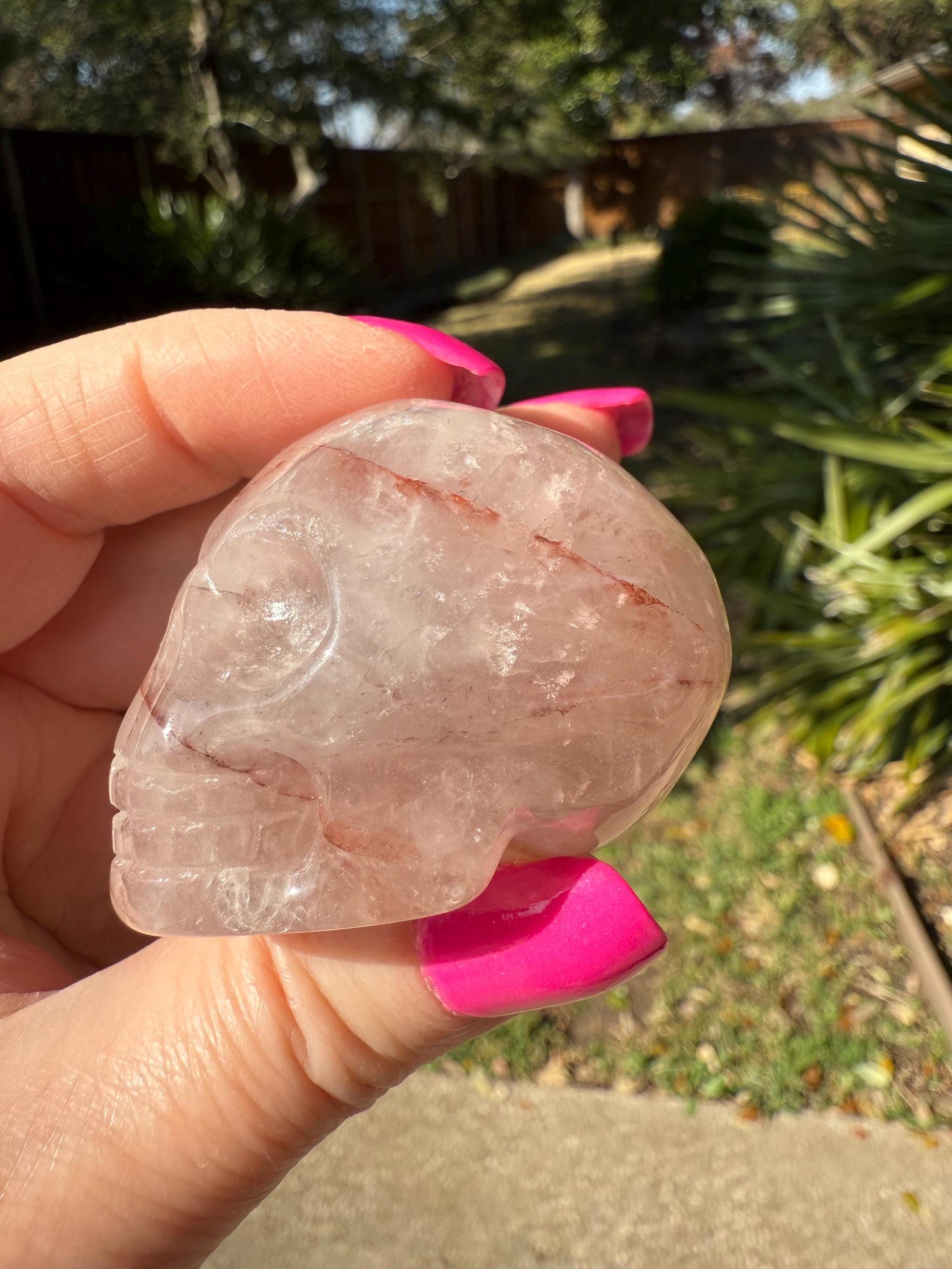 Fire Quartz Skull, New, 1.8”, gift, high vibration crystals, crystal healing