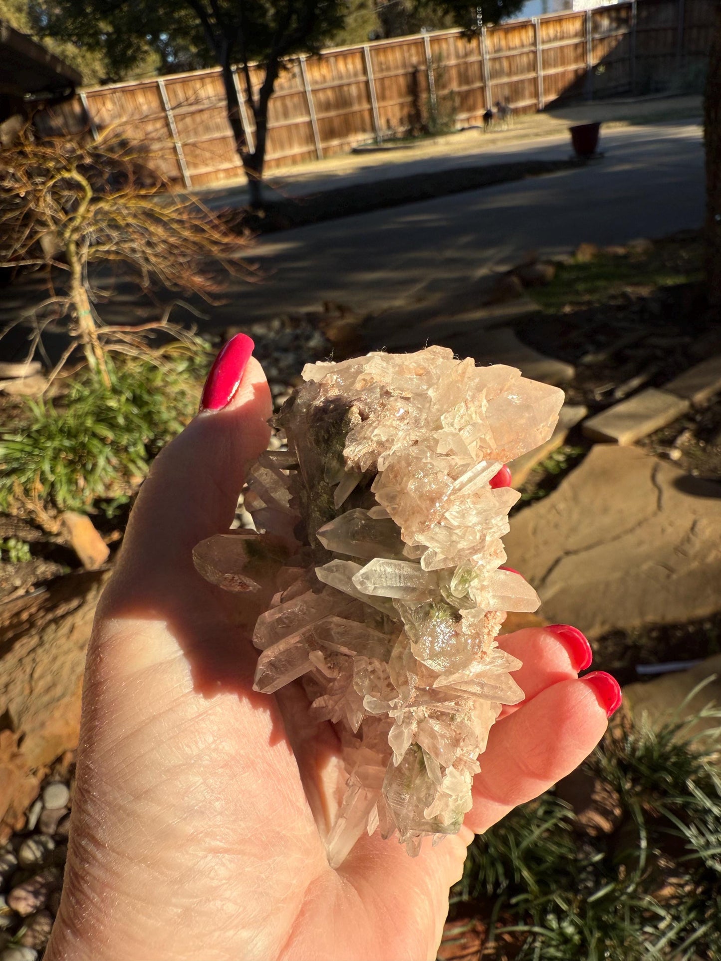 Stunning Strawberry Pink Mint Twin Lemurian Fairy Cluster Bed, new, high quality, striations, crystal healing, 4”, hematite, premium