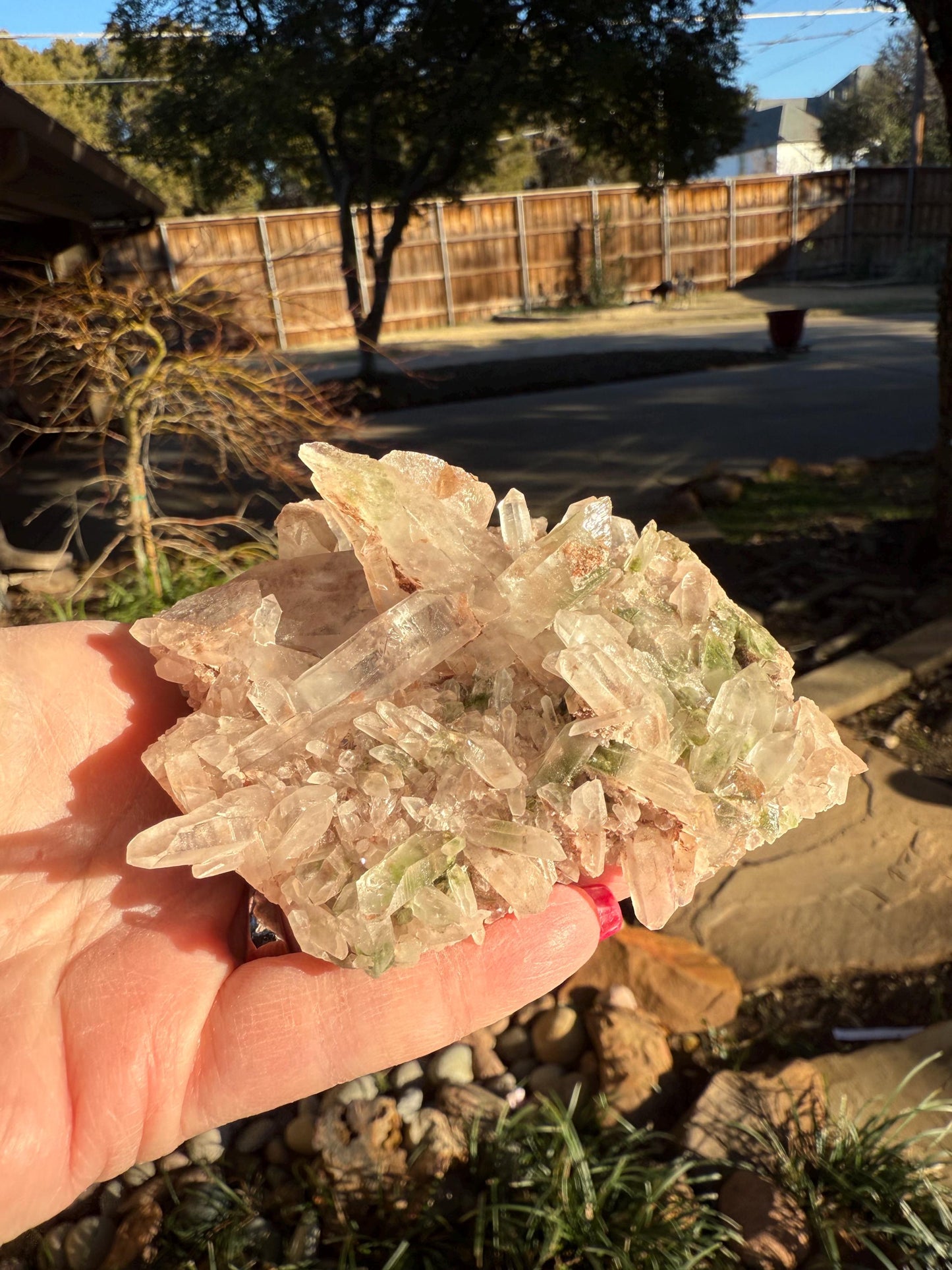 Stunning Strawberry Pink Mint Twin Lemurian Fairy Cluster Bed, new, high quality, striations, crystal healing, 4”, hematite, premium