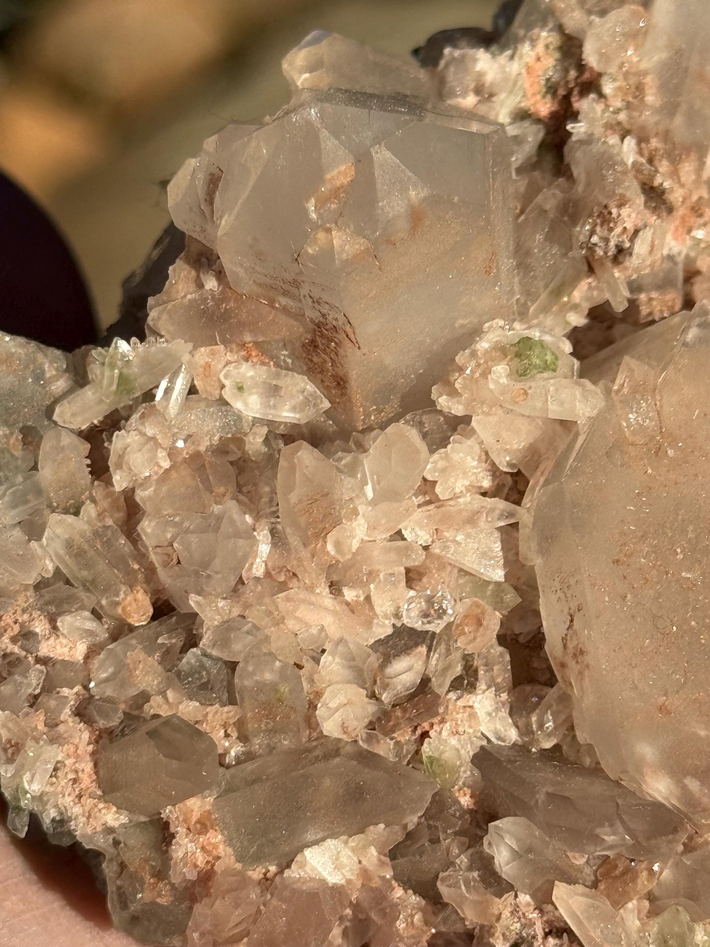 Stunning Strawberry Pink Mint Twin Lemurian Fairy Cluster Bed, new, high quality, striations, crystal healing, 4”, hematite, premium