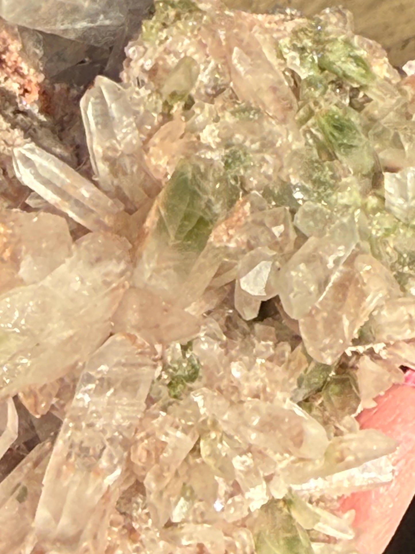 Stunning Strawberry Pink Mint Twin Lemurian Fairy Cluster Bed, new, high quality, striations, crystal healing, 4”, hematite, premium