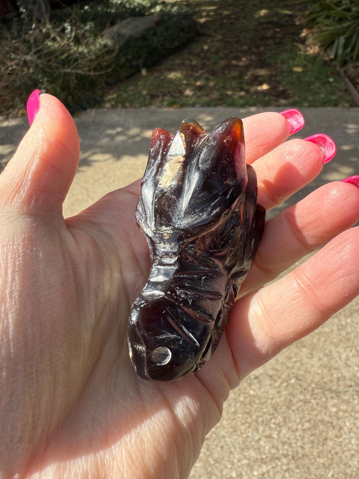 Amber Dragon Skull 2.75”, New, Crystal Healing, High Vibration Crystals, altar, gift, authentic amber