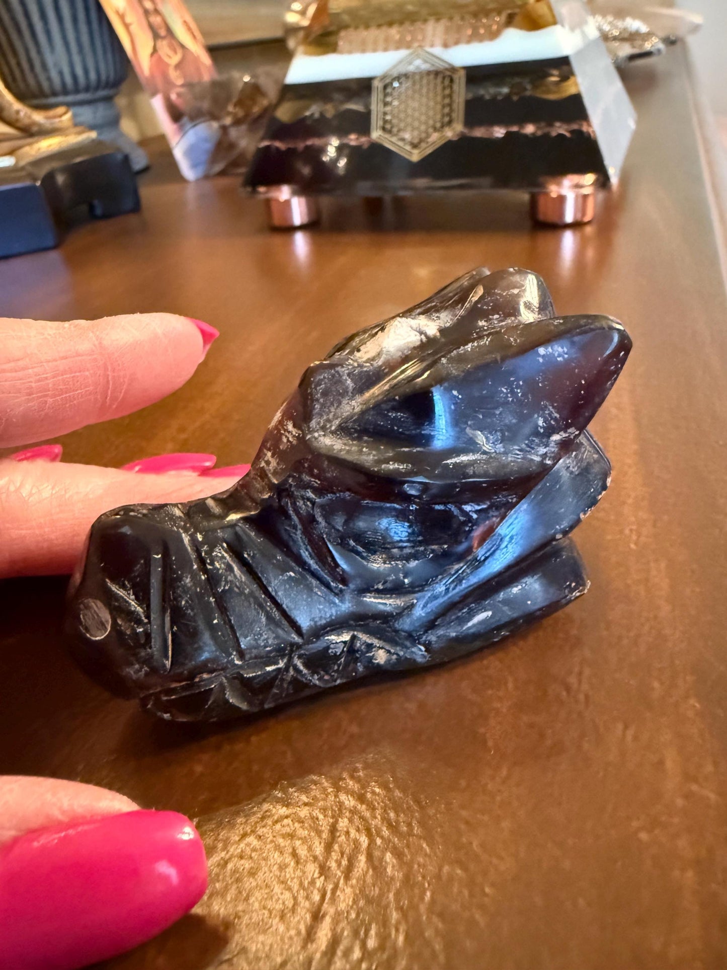 Amber Dragon Skull 2.75”, New, Crystal Healing, High Vibration Crystals, altar, gift, authentic amber