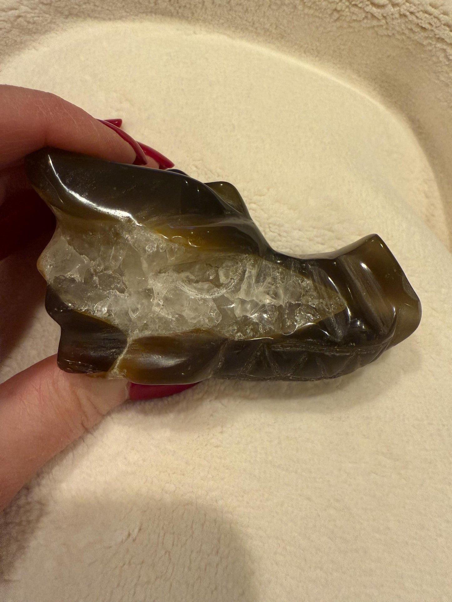 Carnelian Druzy Dragon Skull, 3.5”, new, altar, gifts, crystal healing, high vibration crystals