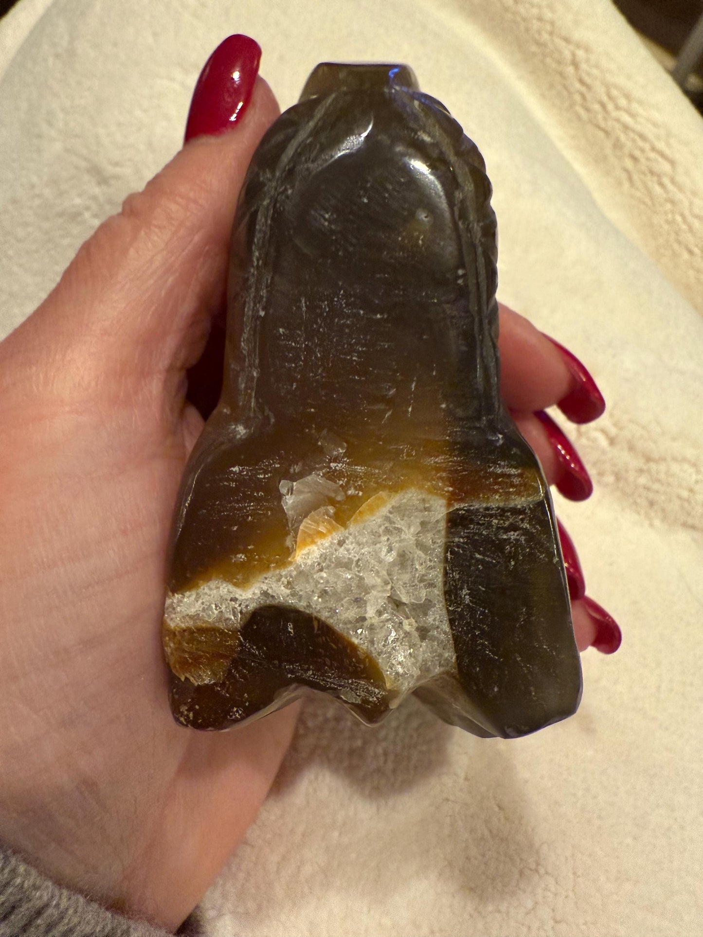 Carnelian Druzy Dragon Skull, 3.5”, new, altar, gifts, crystal healing, high vibration crystals
