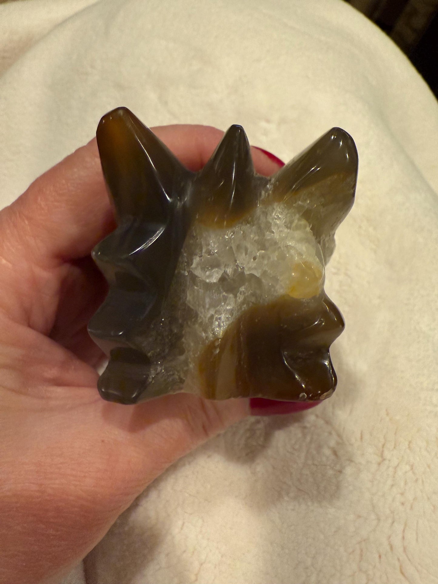 Carnelian Druzy Dragon Skull, 3.5”, new, altar, gifts, crystal healing, high vibration crystals