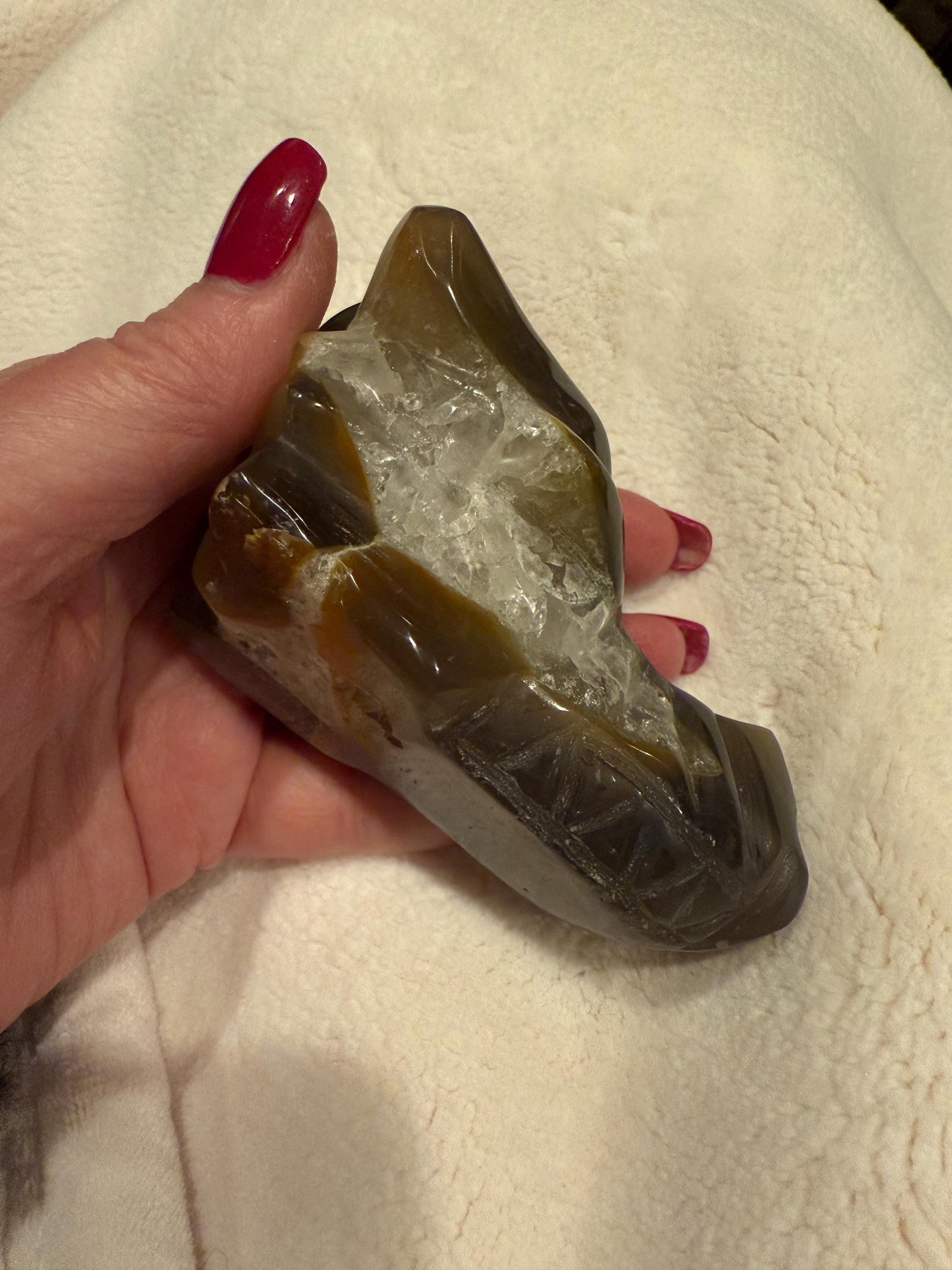 Carnelian Druzy Dragon Skull, 3.5”, new, altar, gifts, crystal healing, high vibration crystals